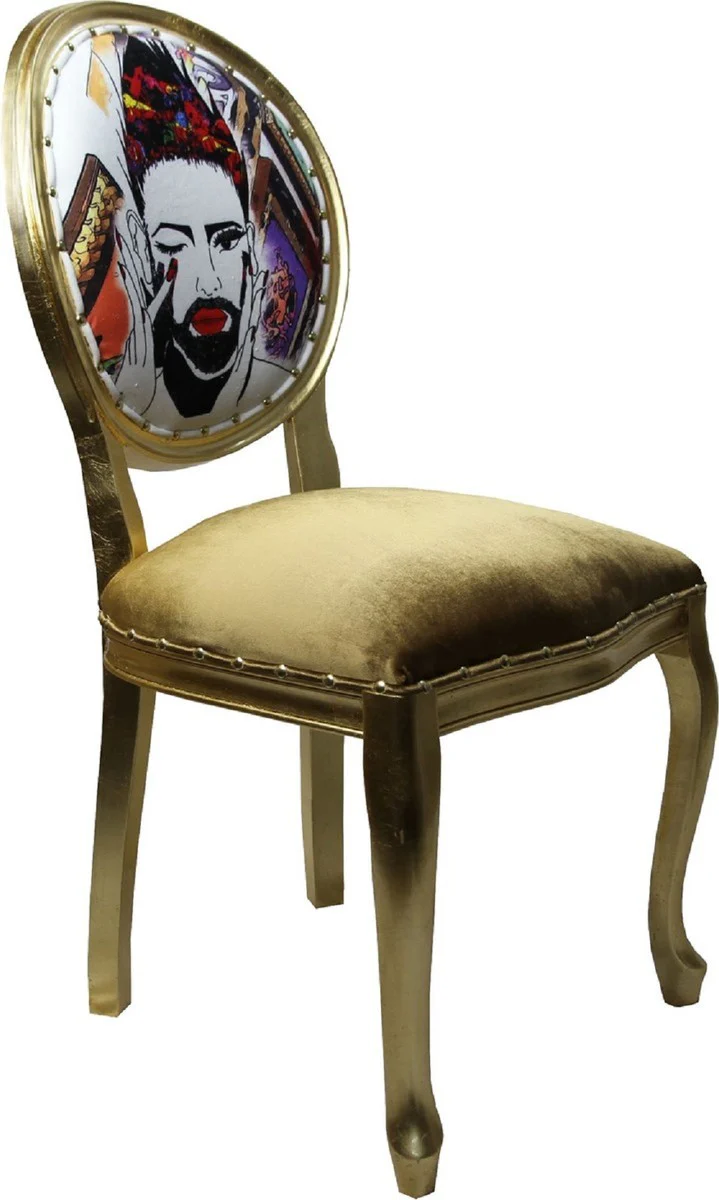 Pompöös by Luxury Baroque Dining Room Chairs Gold / Multicolored 50 x 60 x H.104 cm - Pompöös Baroque Chairs designed by Harald Glööckler - 4 dining room chairs