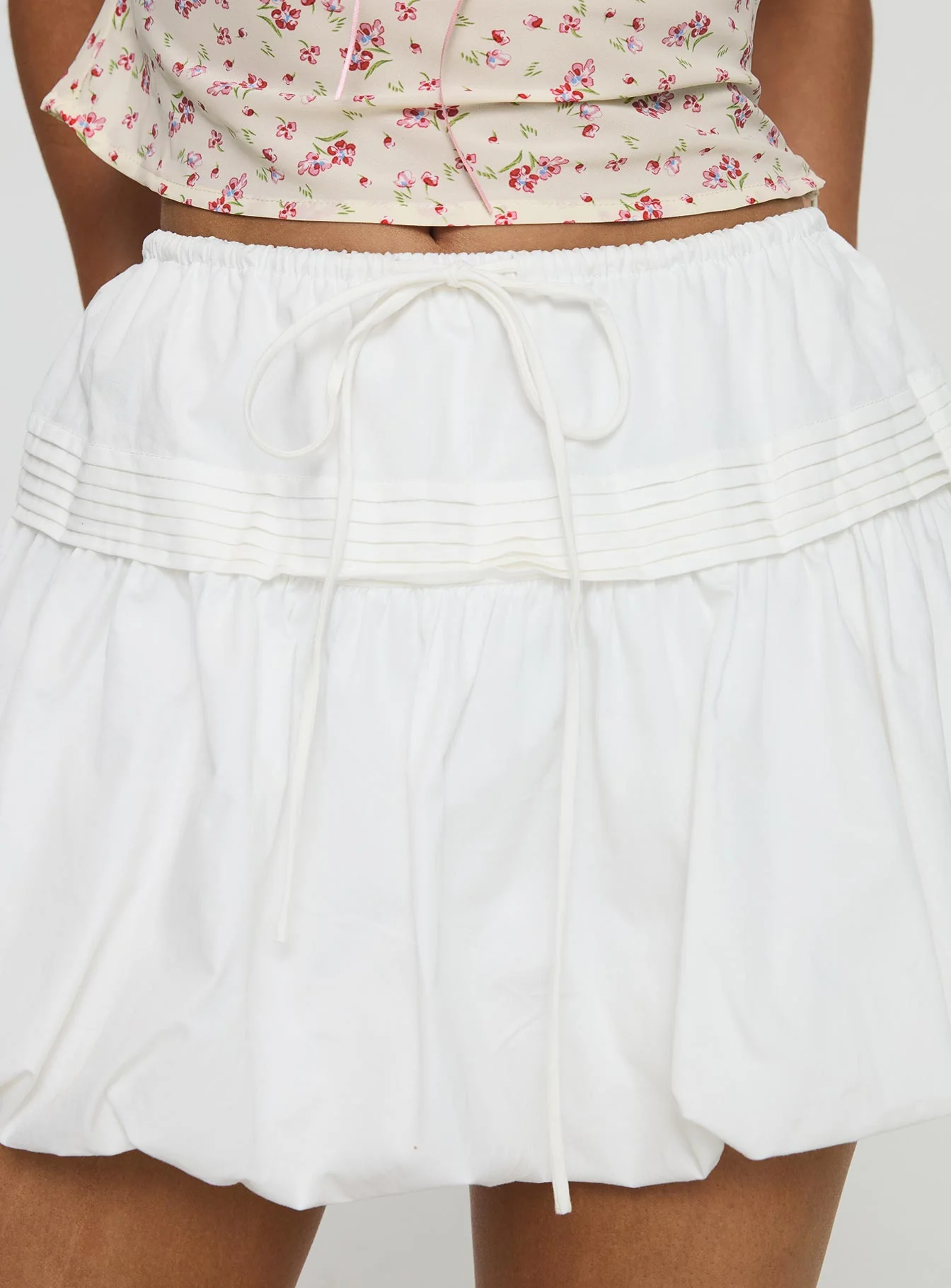 Dear London Bubble Hem Mini Skirt White