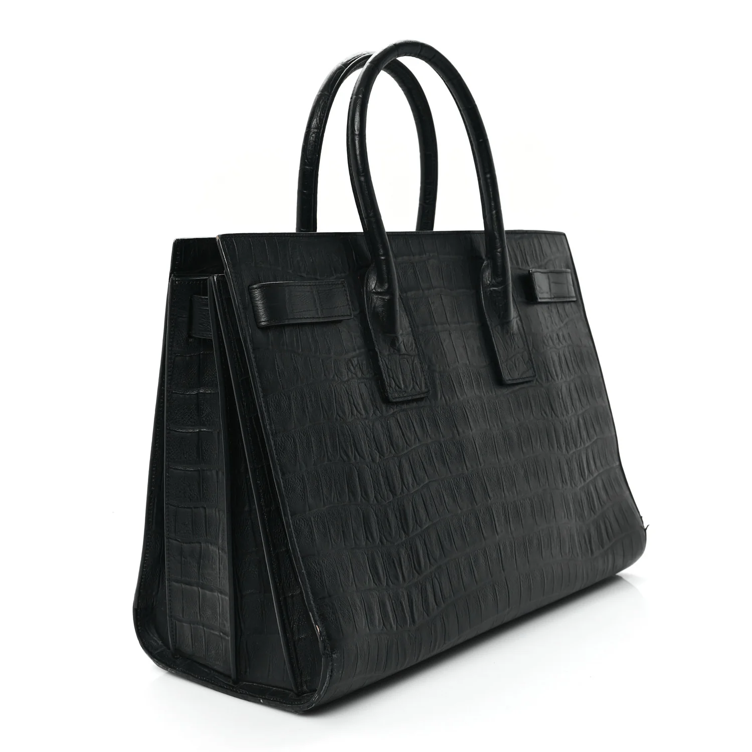 Calfskin Crocodile Embossed Large Sac De Jour Carryall Black - Top Club
