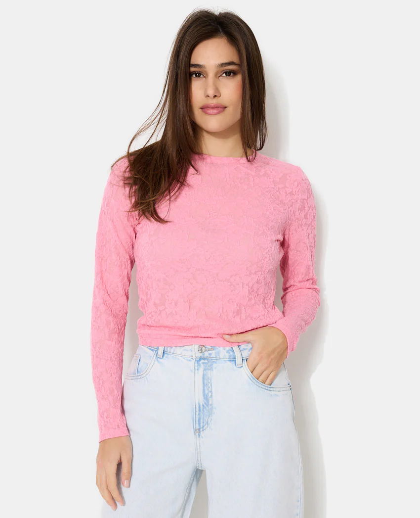 Pimkie T-shirt manches longues en jacquard effet dentelle