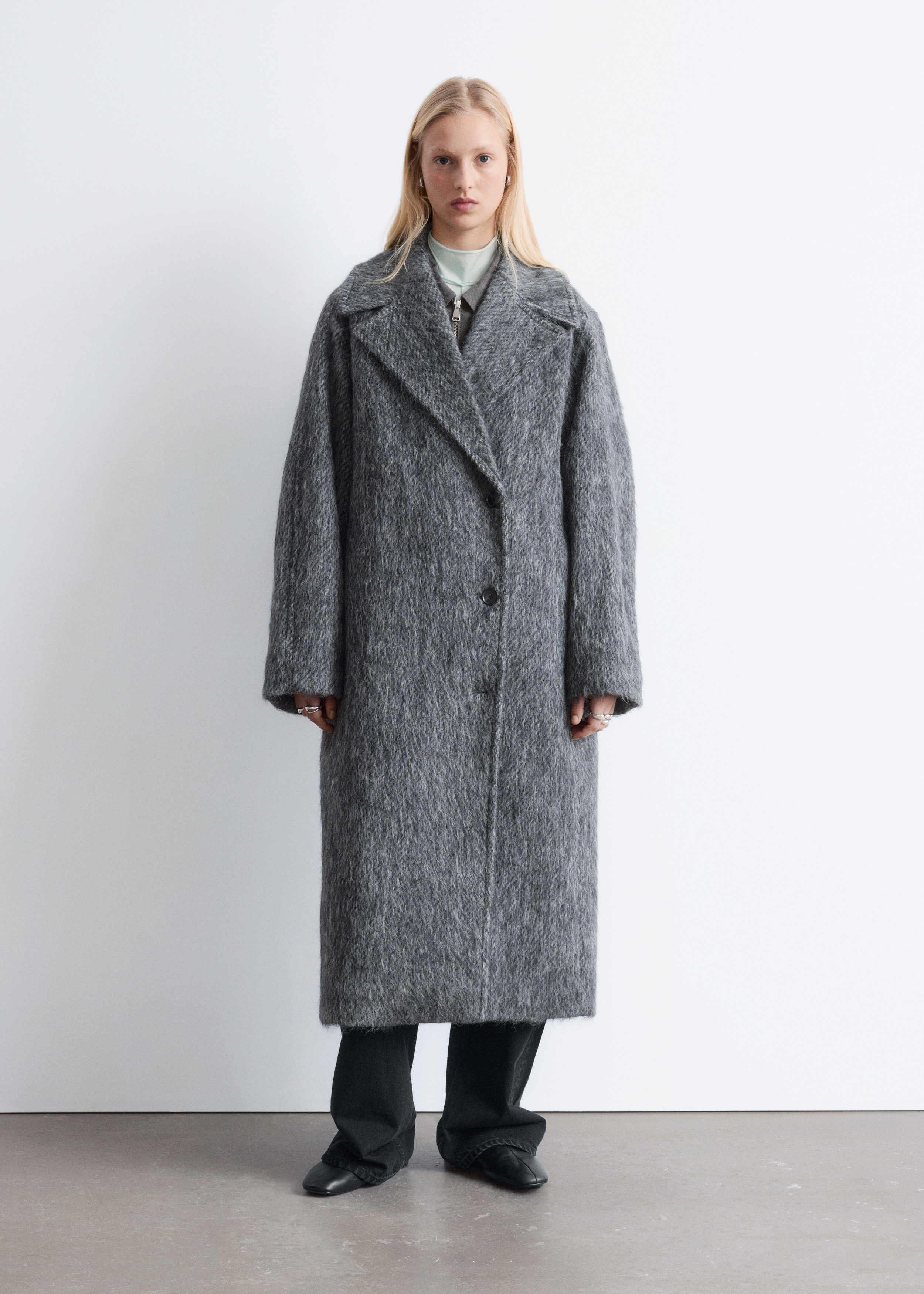 & Other Stories BRUSHED WOOL-BLEND COAT
