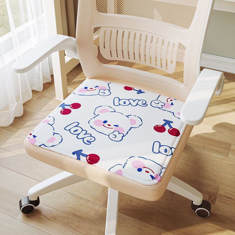 3D Breathable Ice Silk Fiber Sponge Layer Lovely Design Cool Feeling Chair Mat Seat Cushions for Bedroom Study Office（10 pcs）