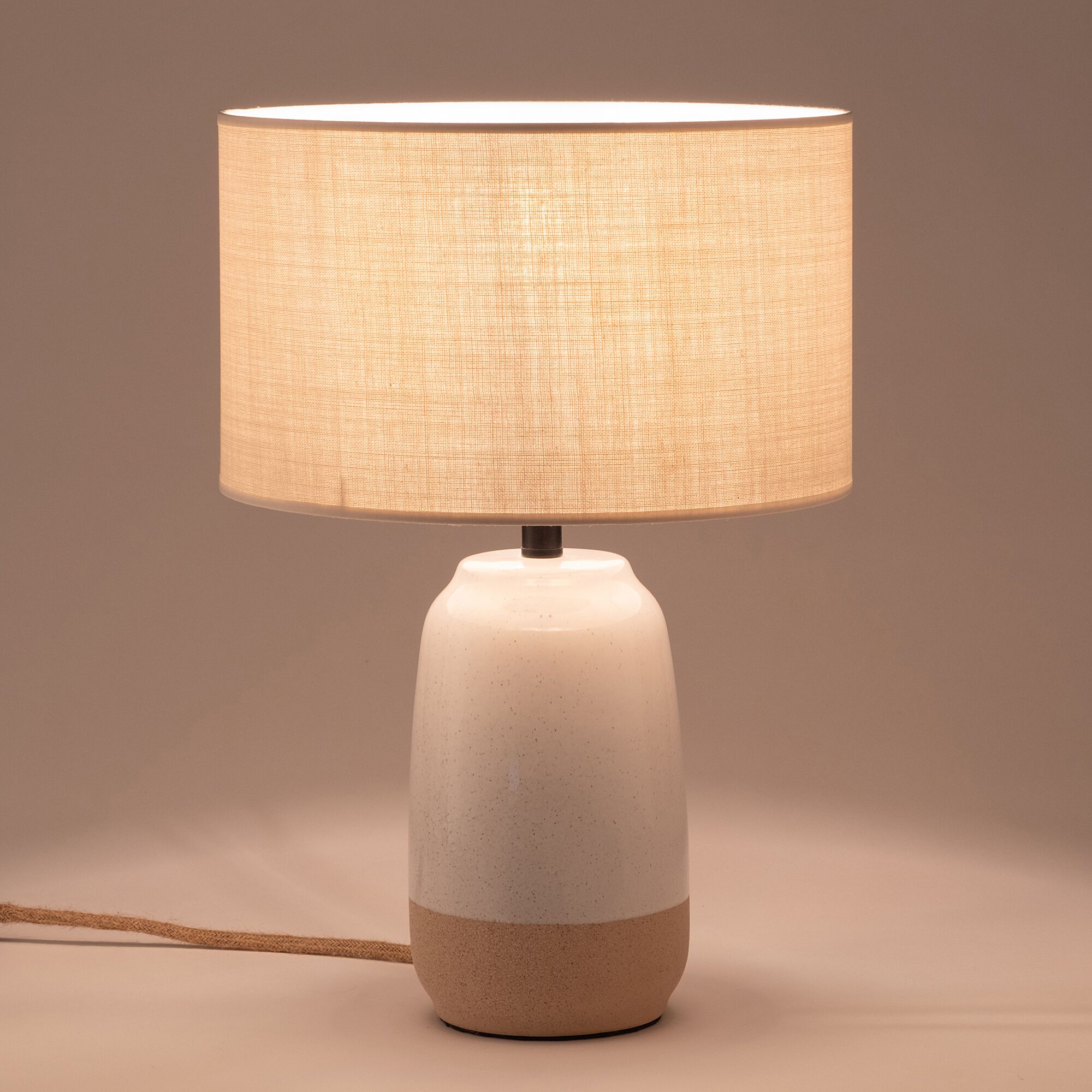 MISTRAL - Abat-jour cylindrique en tissu D30cm - beige roucas