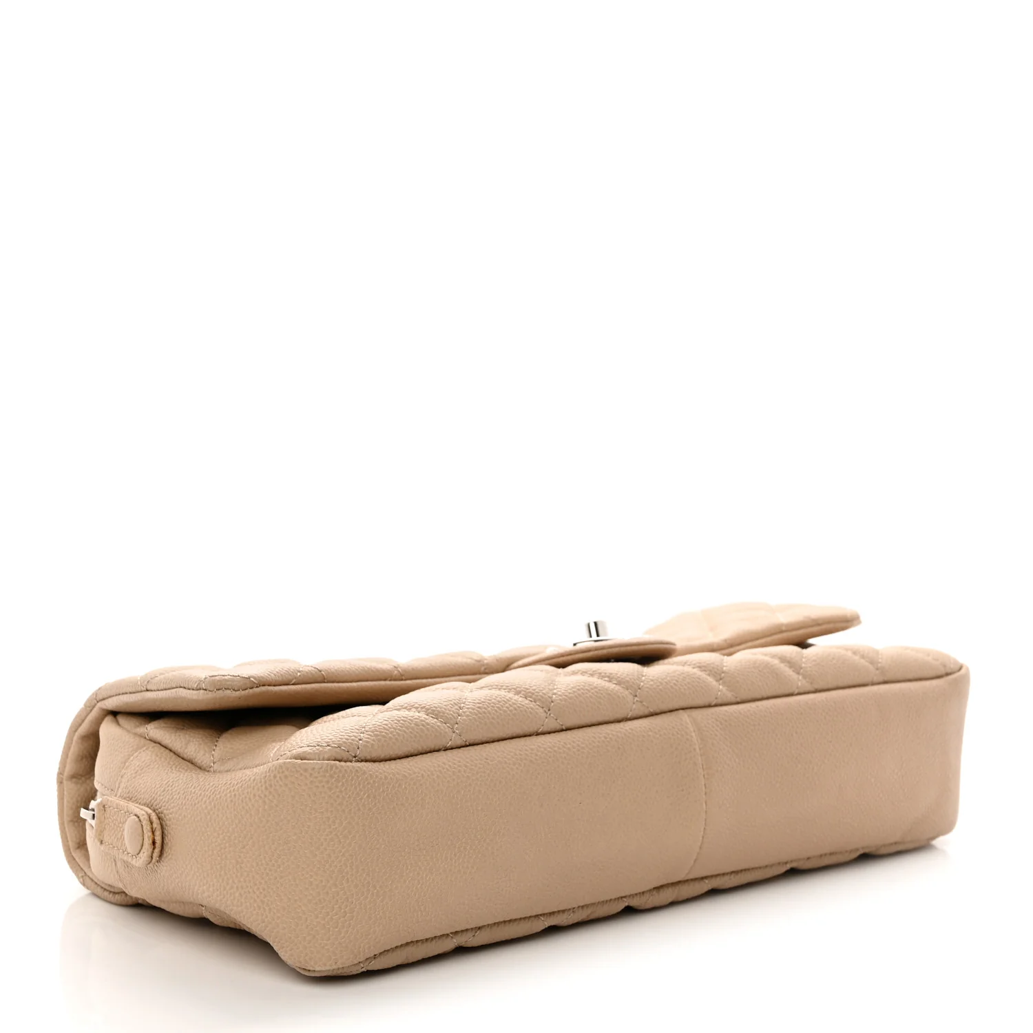 Caviar Quilted Jumbo Easy Flap Beige - Top Club