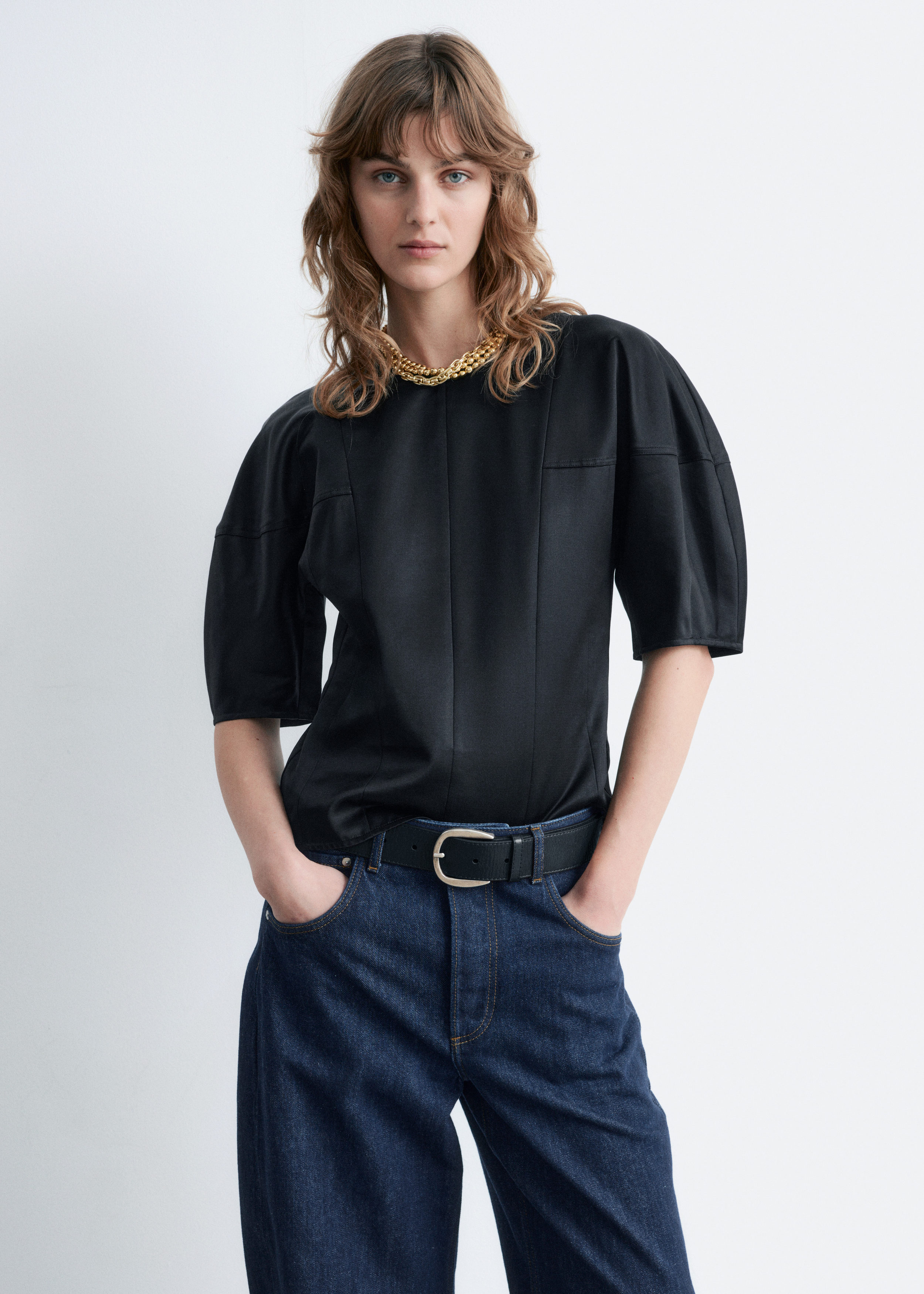 & Other Stories SATIN PUFF-SLEEVE TOP