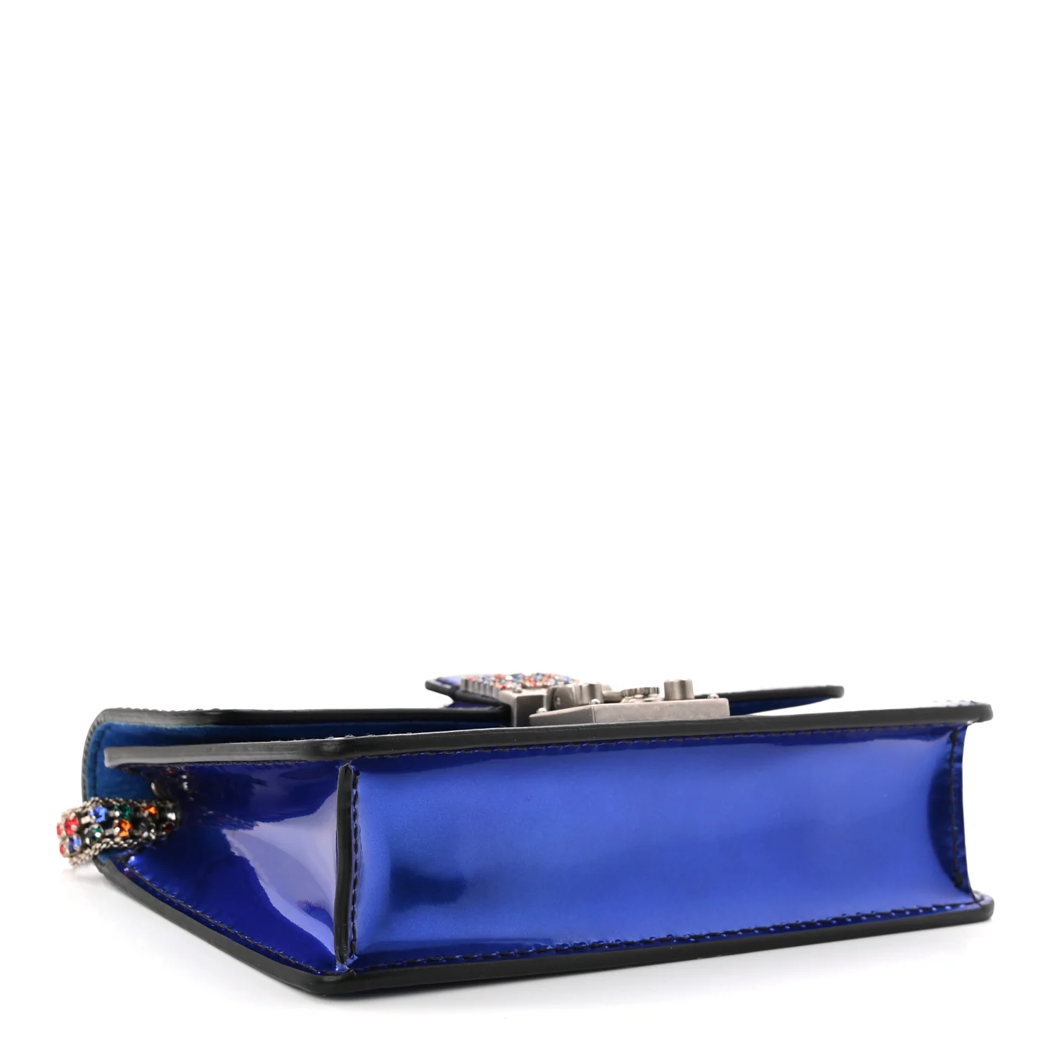 Metallic Patent Crystal Dioraddict Flap Bag Blue - Top Club