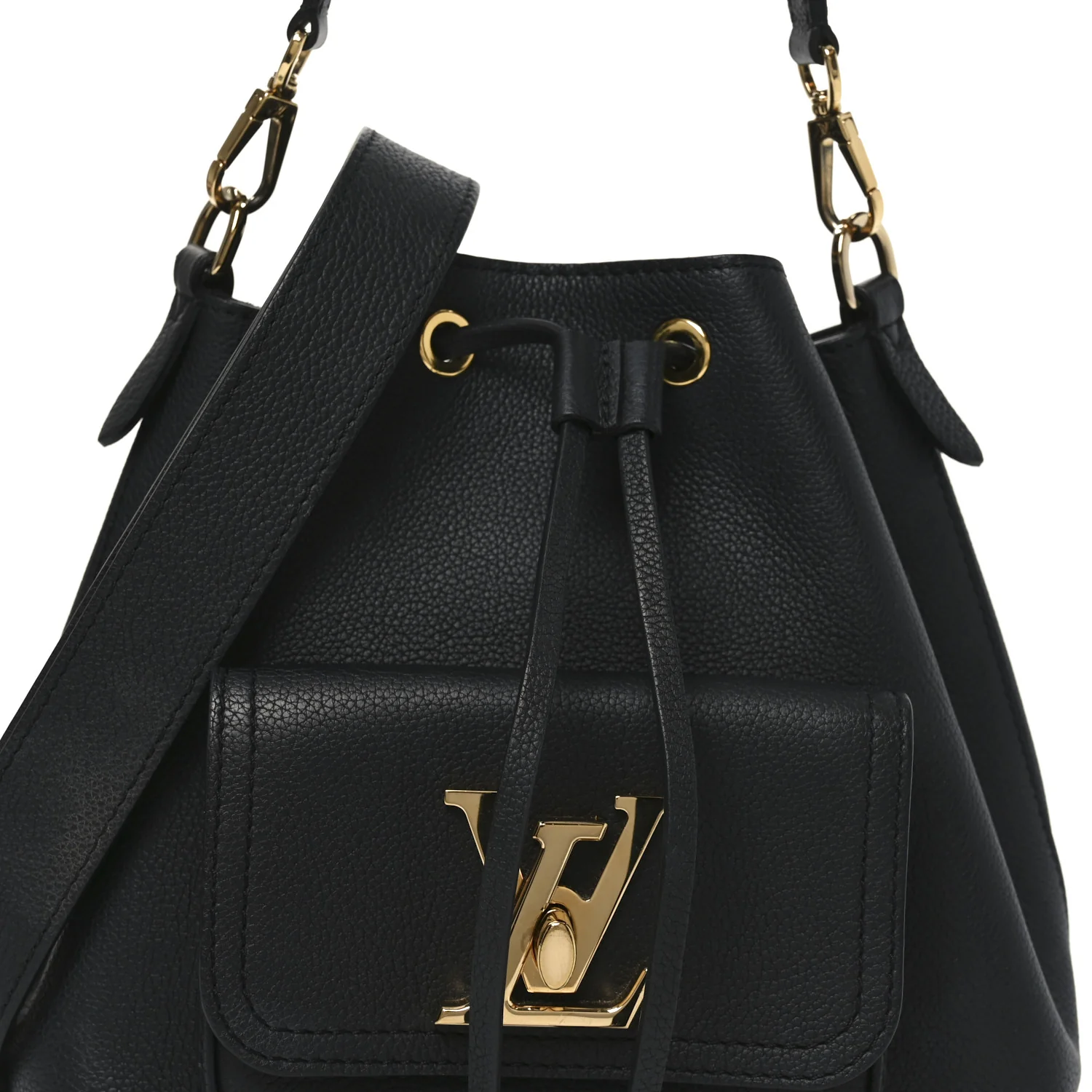 Calfskin Lockme Bucket MM Black - Top Club