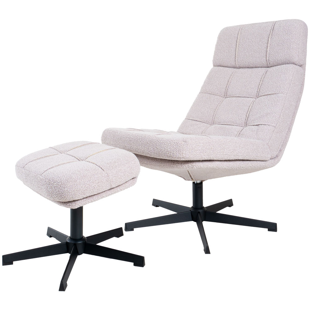 Fauteuil Aiden + Hocker Bouclé Naturel