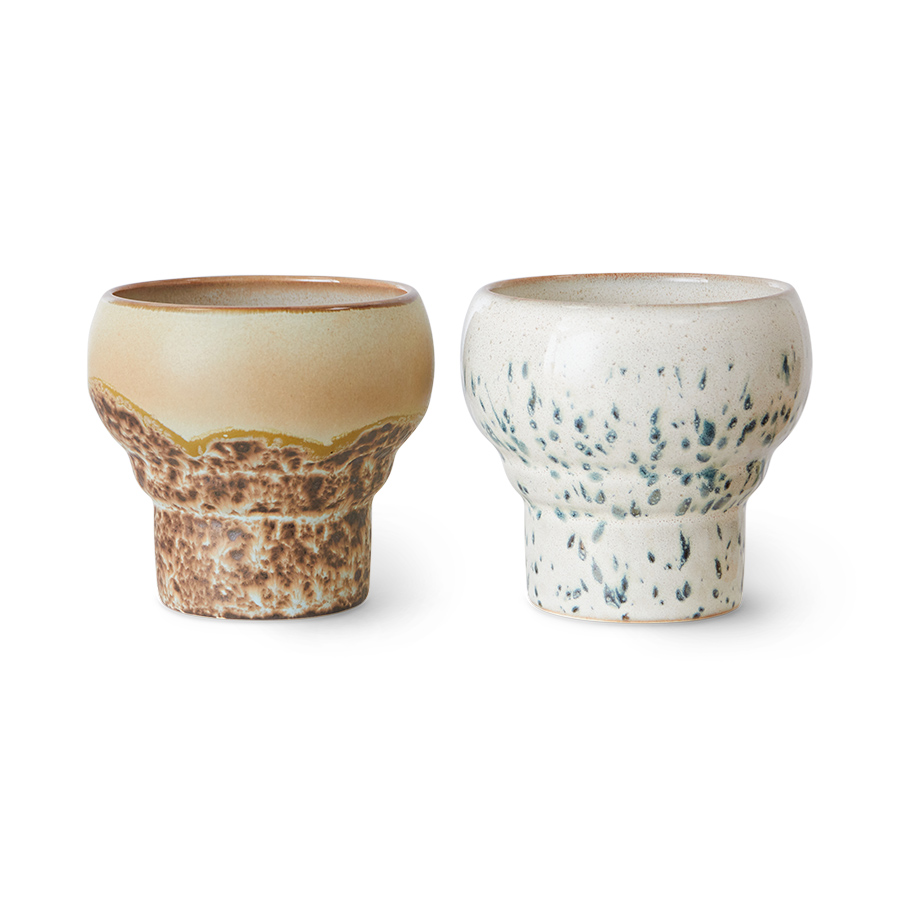 Servies 70's Ceramics Lungo Mugs coral - set van 2