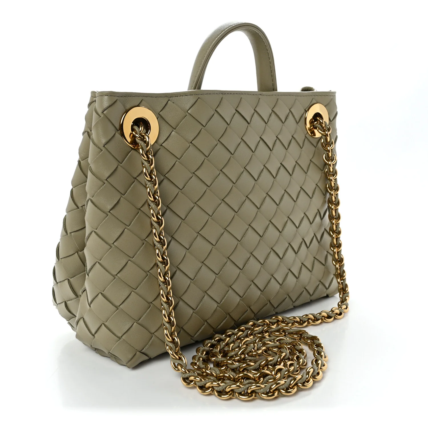 Nappa Intrecciato Small Andiamo With Chain Shoulder Bag Travertine - Top Club