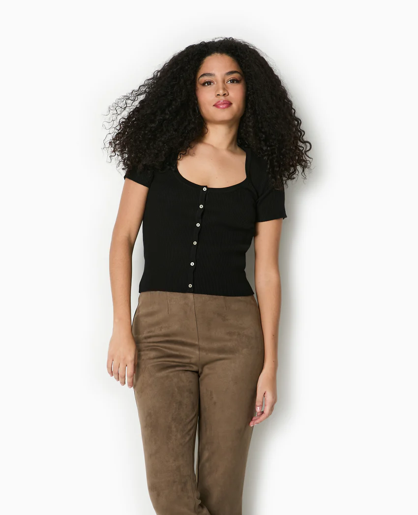 Pimkie T-shirt boutonné en maille côtelée