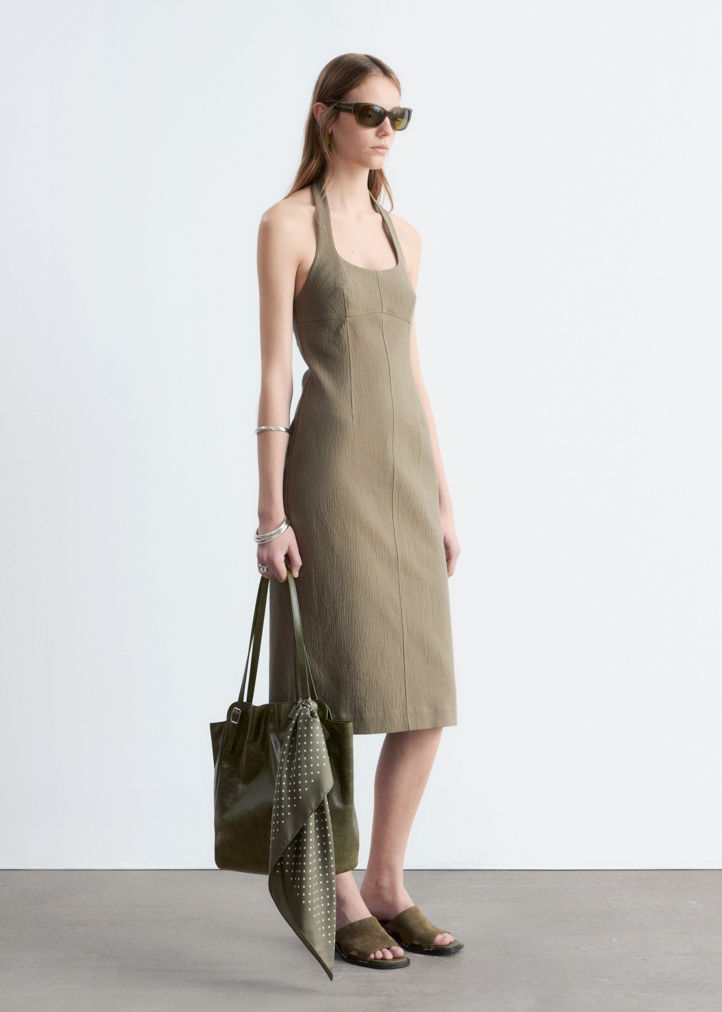 & Other Stories HALTERNECK MIDI DRESS