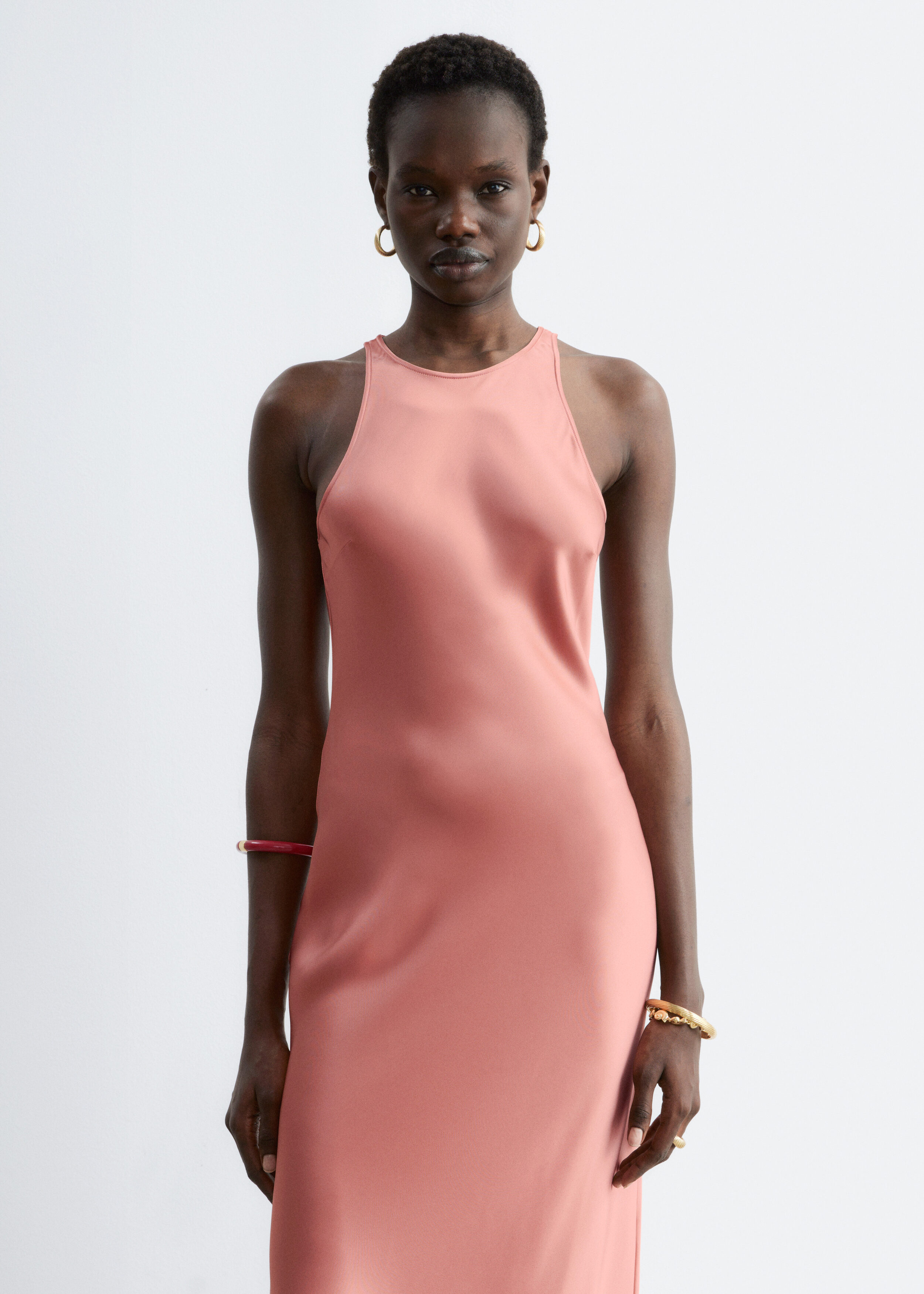 & Other Stories SLEEVELESS SATIN MIDI DRESS