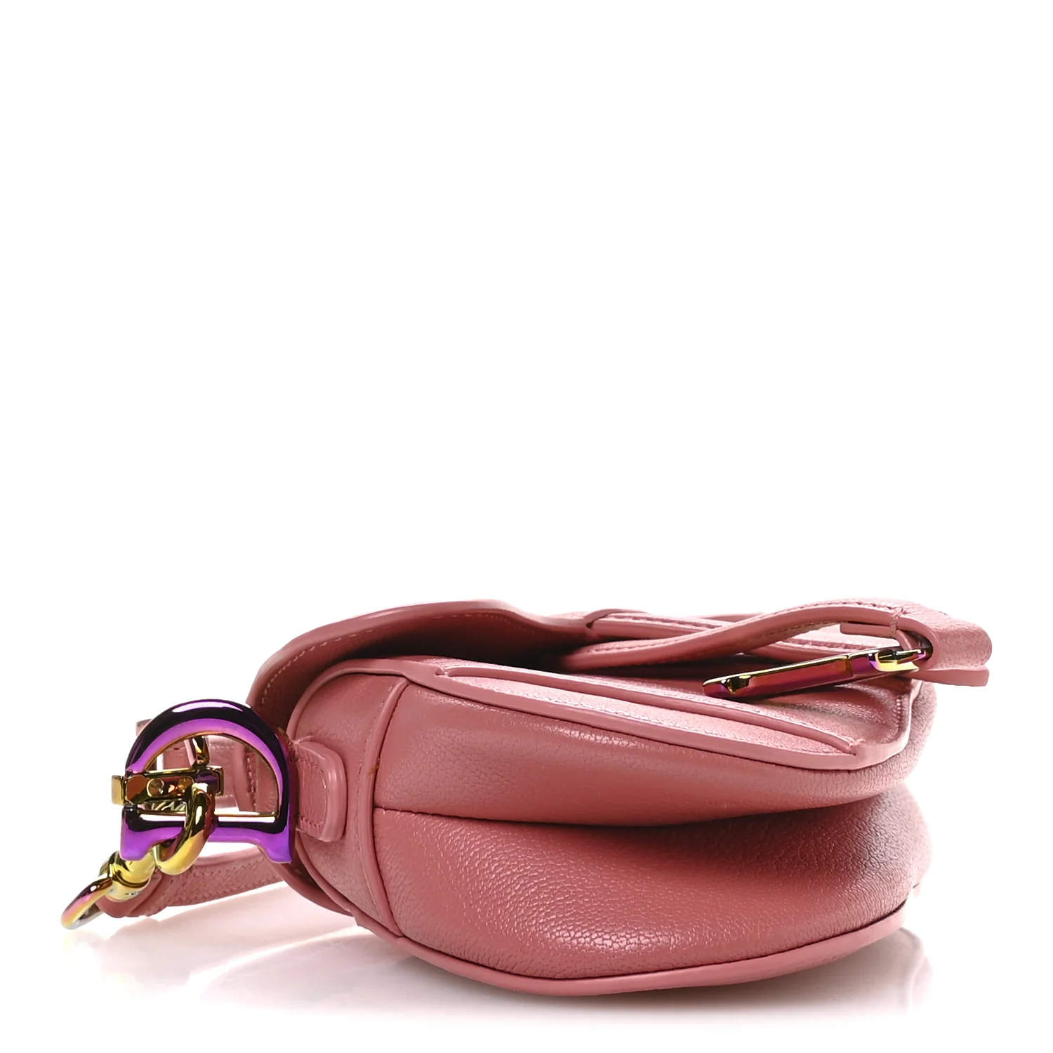 Goatskin Micro Saddle Bag With Strap Coral Powder - Top Club