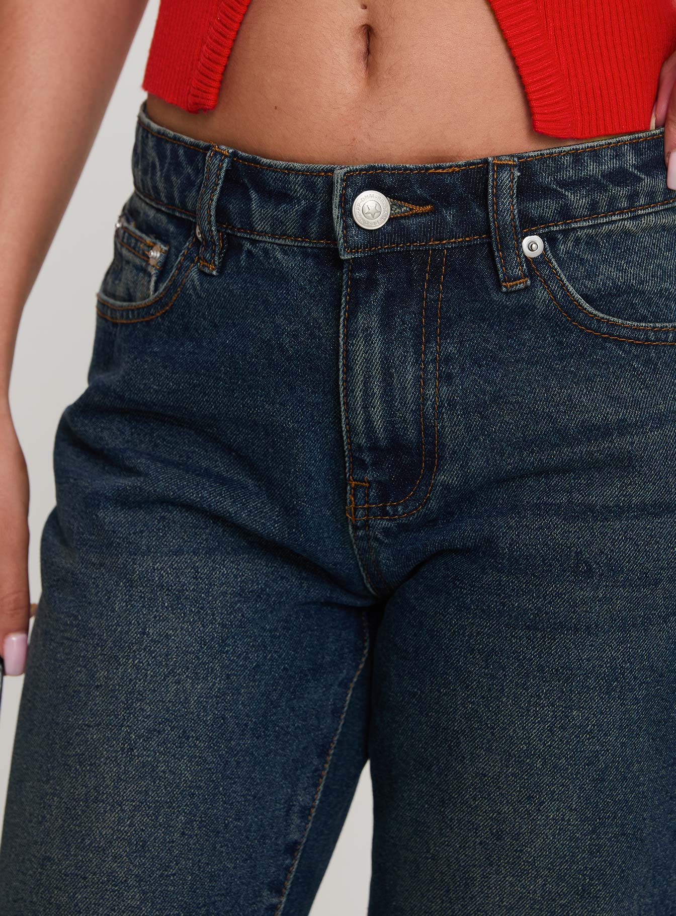 Cybele Mid Rise Straight Leg Jeans Dark Denim