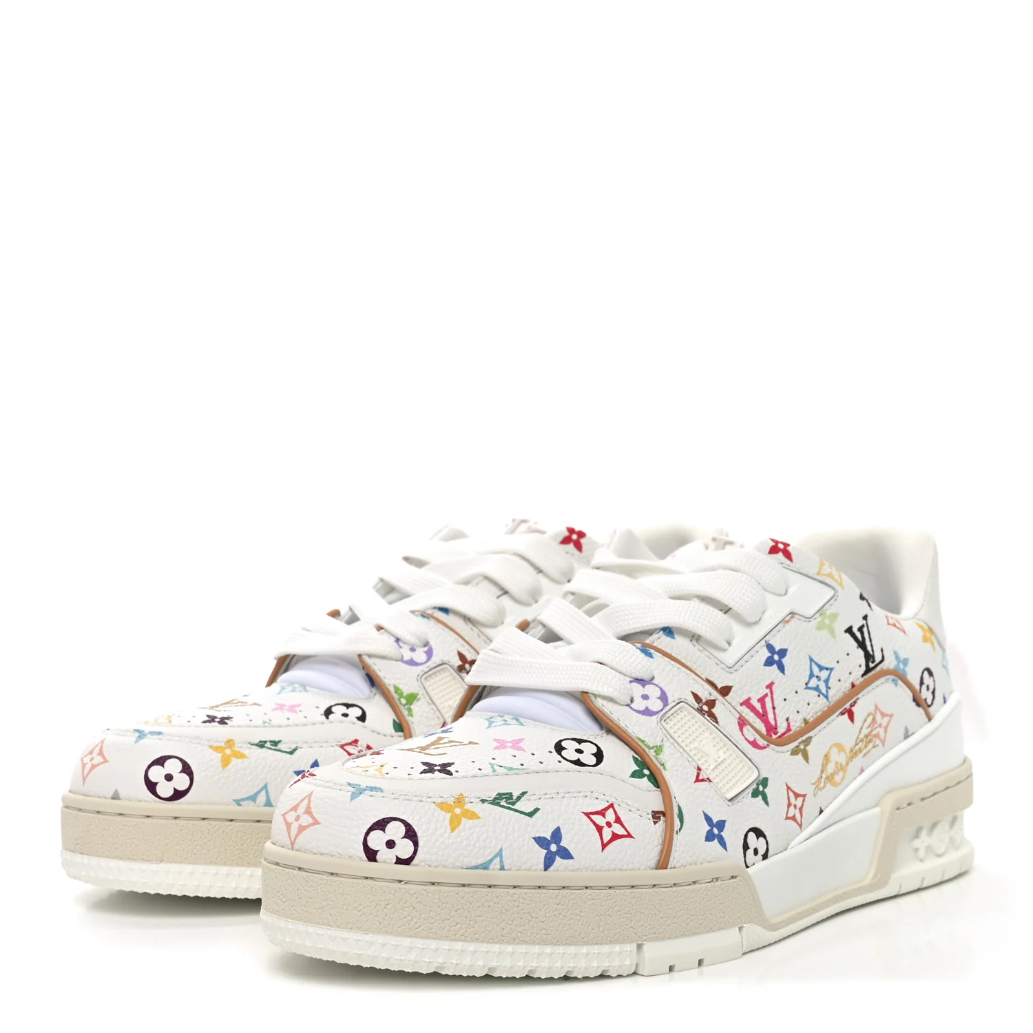 LV X TM Calfskin Monogram Multicolor Womens LV Trainer Sneakers 39 White Multicolor - Top Club