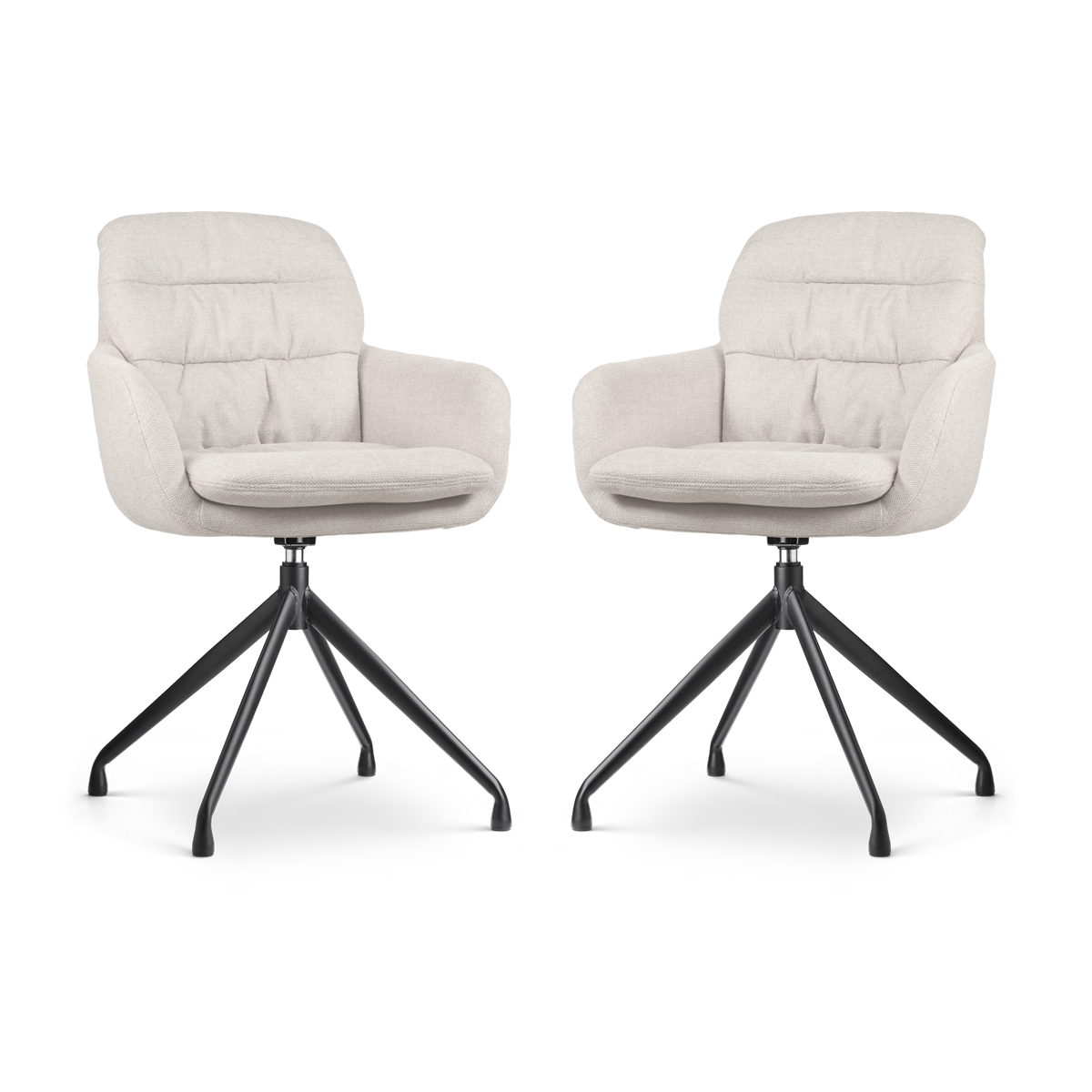 Eetkamerstoel Nola-Mia beige - zwart onderstel - set van 2