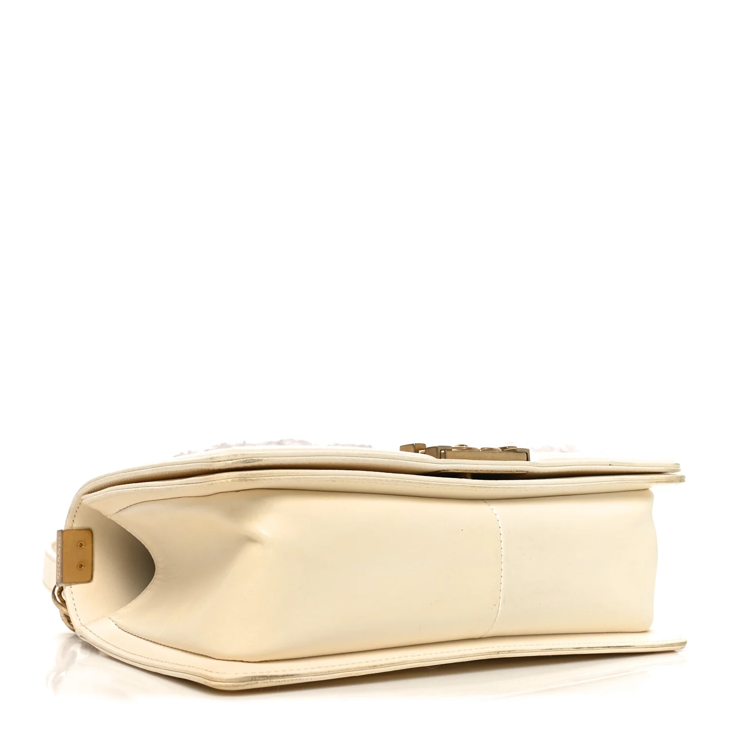 Lambskin Tulle Embroidered Medium Boy Flap White - Top Club