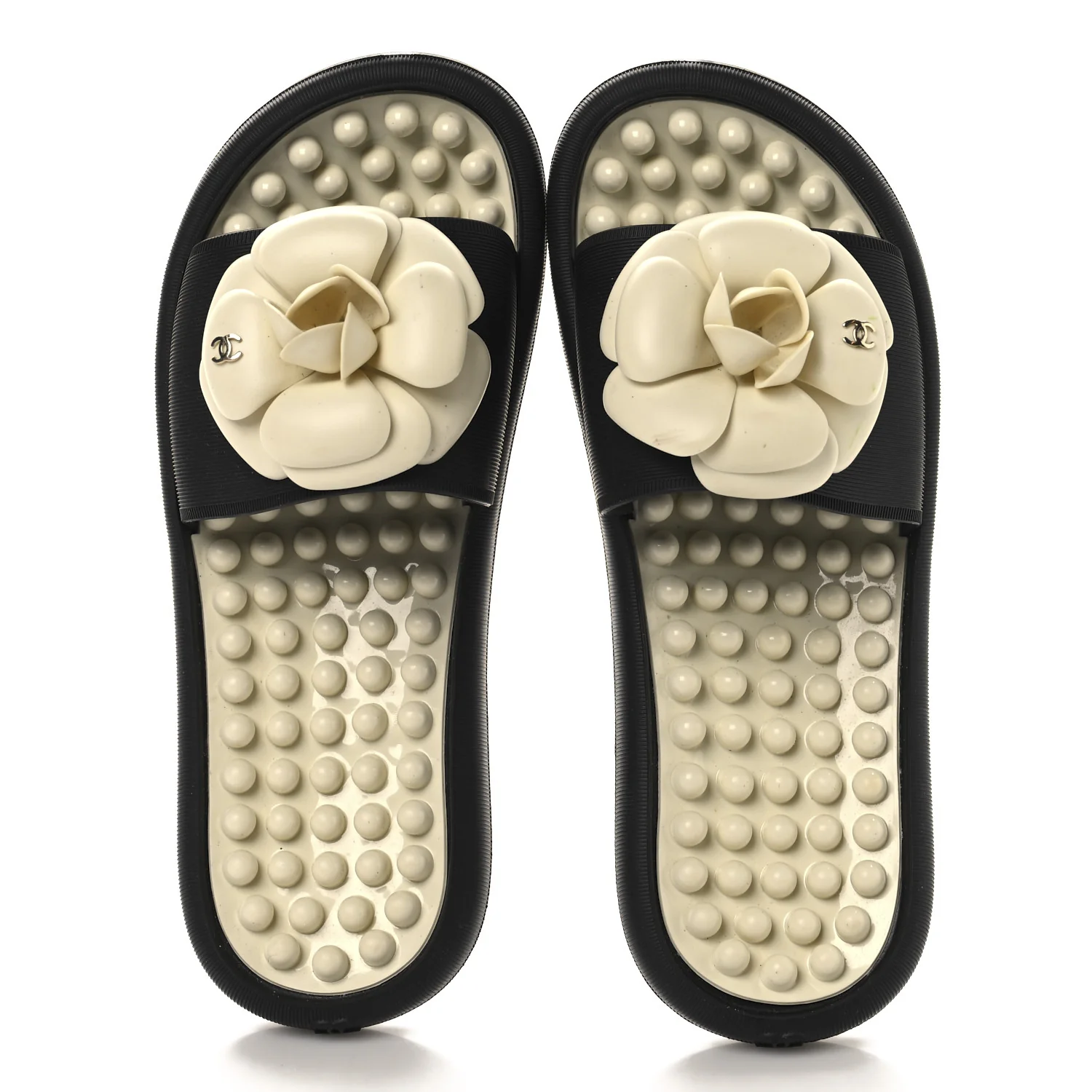 Thermoplastic PVC Camellia Mule Sandals 36 Black Ivory