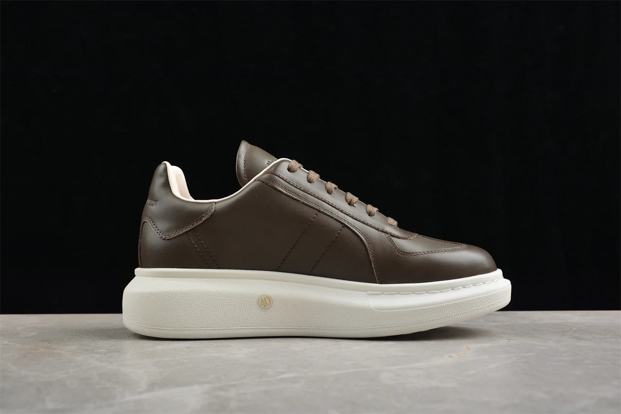 Alexander McQueen Oversized Leather Sneakers in Brown - Sneaker Replica Workshop