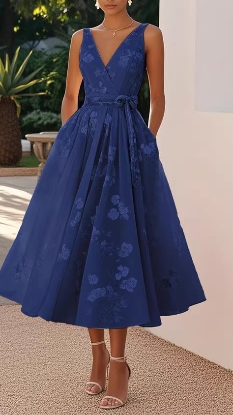 Women's sleeveless V-neck printed dress - Nordfashionstorm - Women's Clothing, Fashion for You - Nordfashionstorm.com