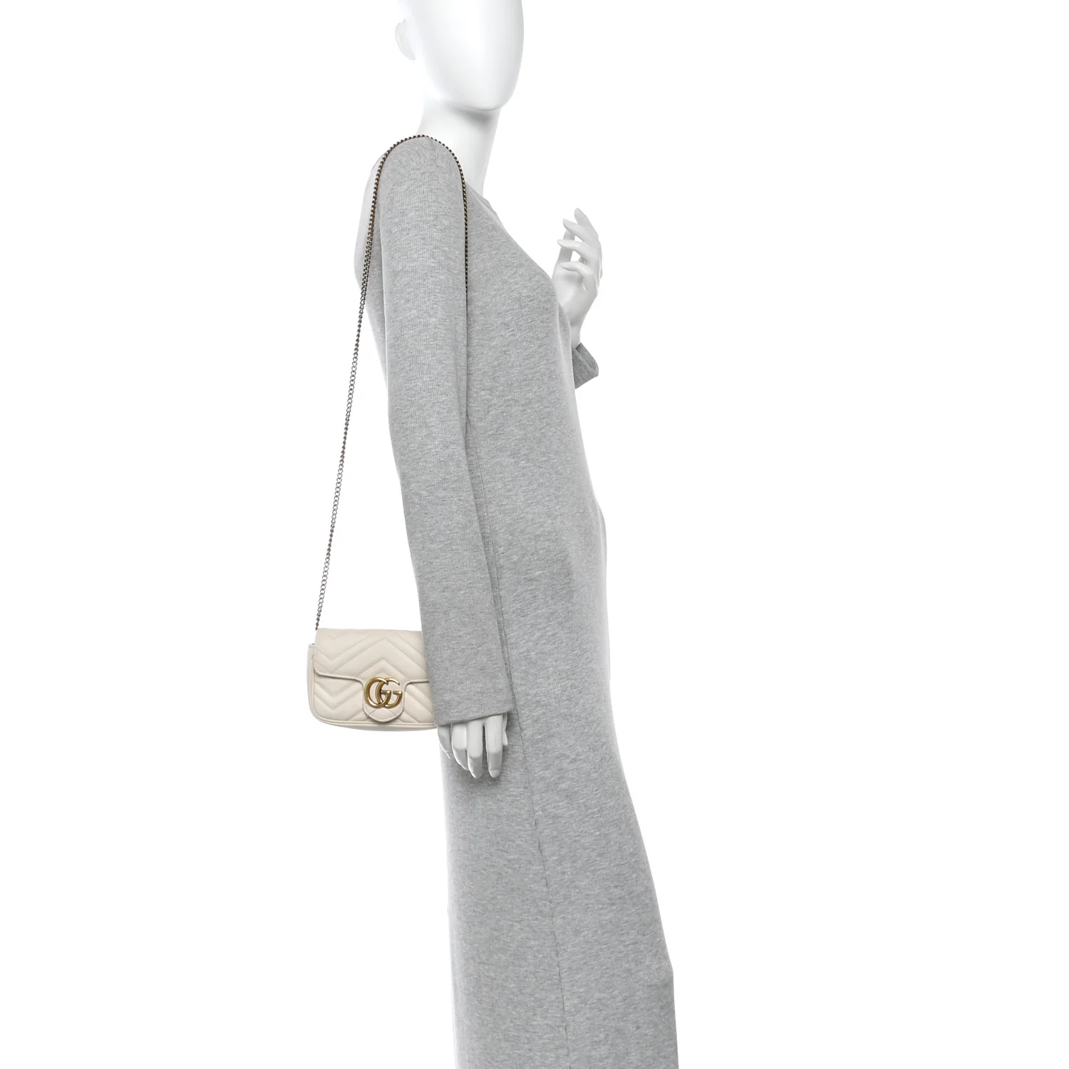 Calfskin Matelasse Super Mini GG Marmont Shoulder Bag White