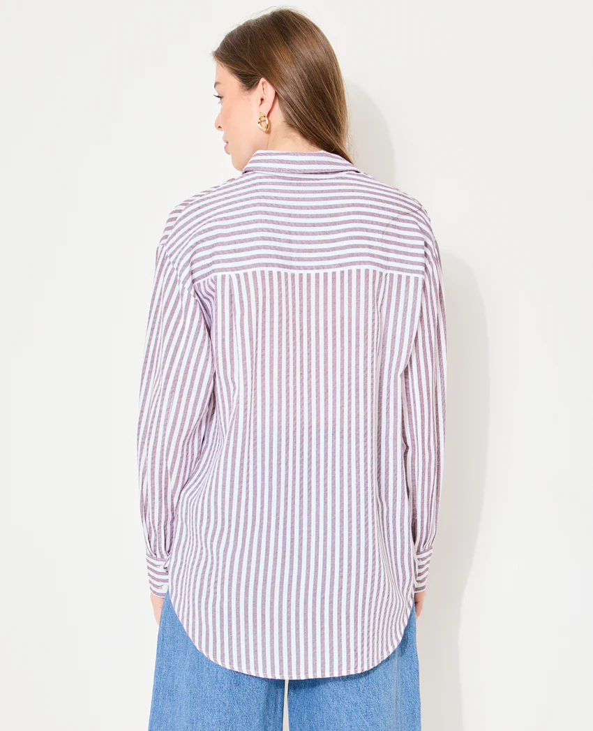 Pimkie Chemise oversize rayée avec lin