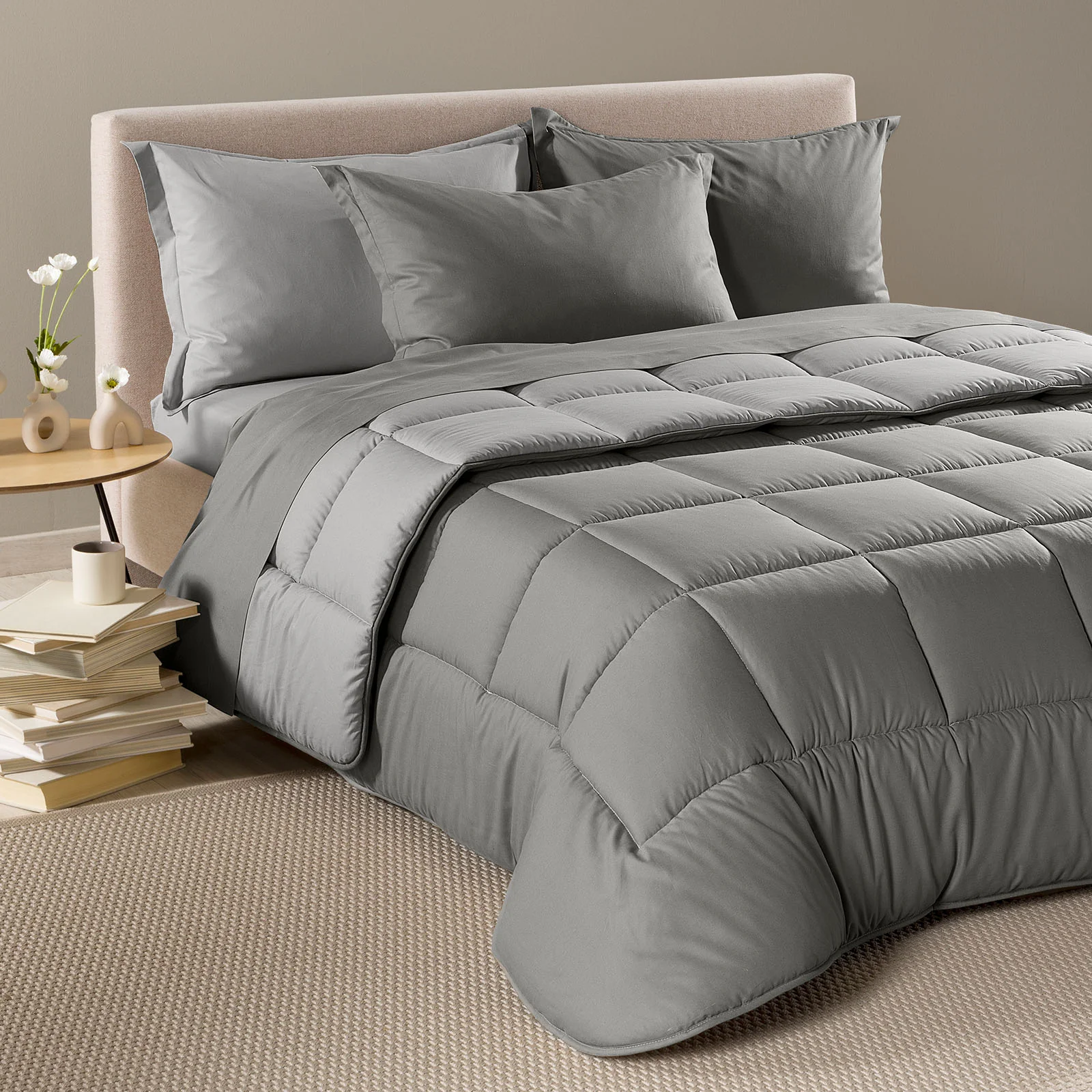 Trapunta In Cotone Vita Double Matrimoniale Grigio Primanatura