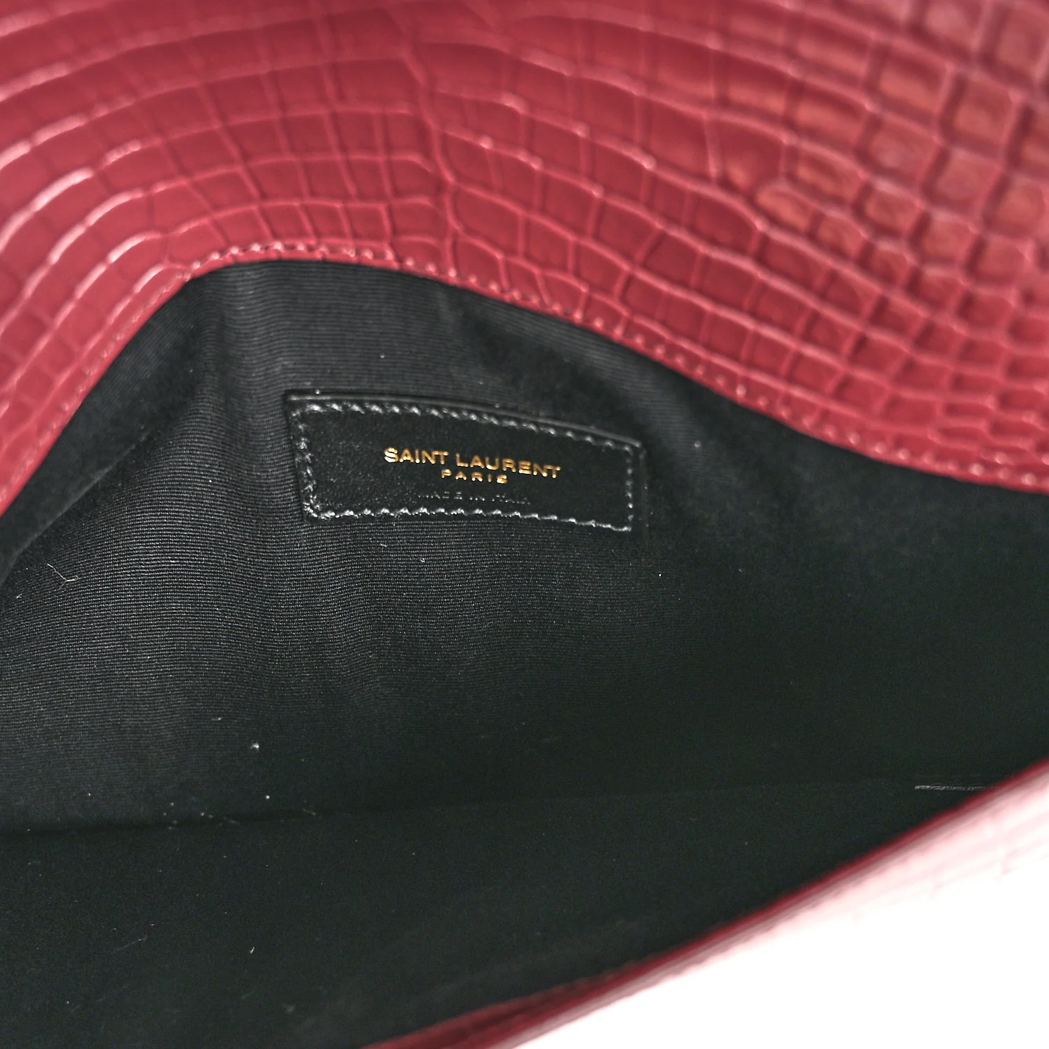 Calfskin Crocodile Embossed Uptown Monogram Clutch Rouge Legion - Top Club