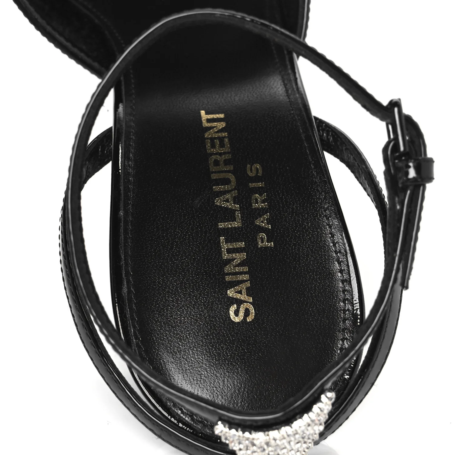 Patent Calfskin Crystal Anouk Pumps 38 Black - Top Club