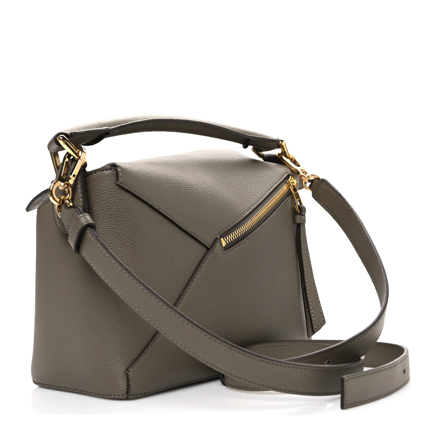 Soft Grained Small Puzzle Edge Bag Taupe - Top Club