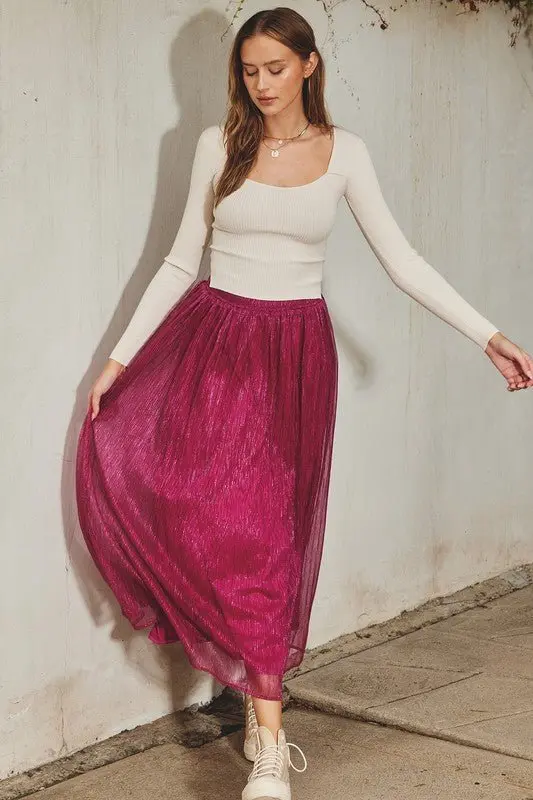 Win My Heart Sparkle Pleated Maxi Skirt - ALJEGJ