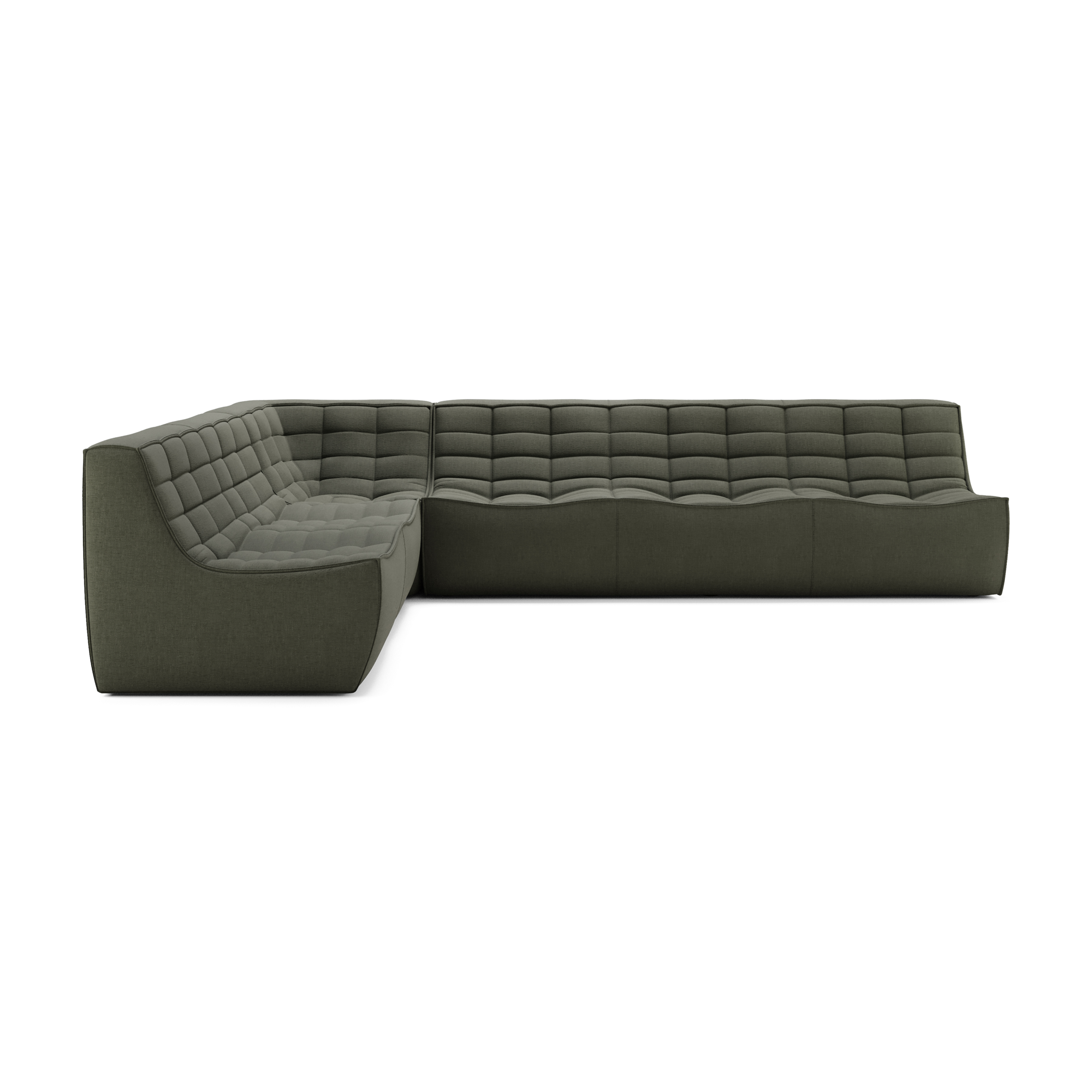 Modulaire bank N701 moss green set 2+3 seat, 90° rechte hoek