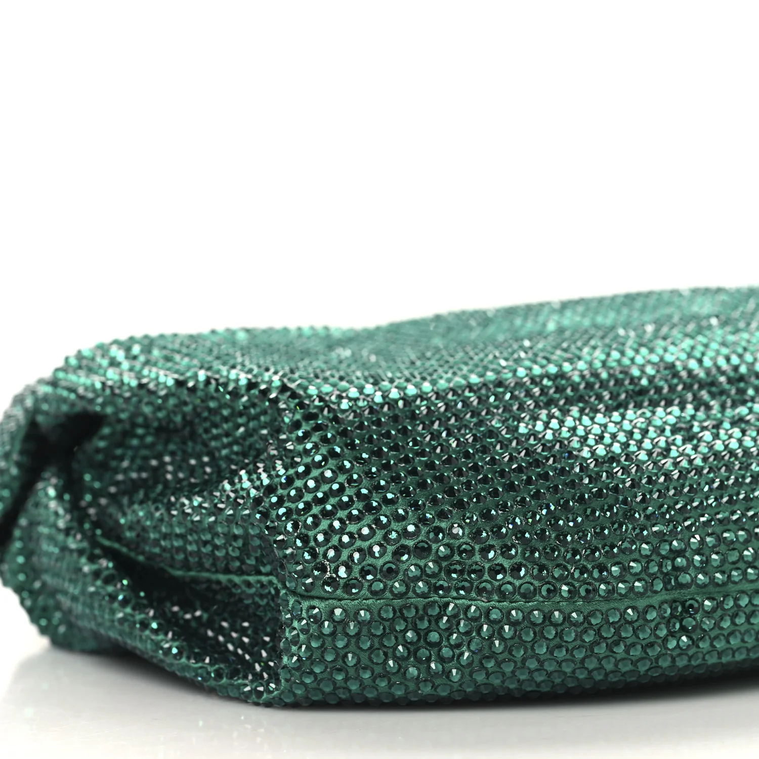 Crystal Embellished Satin Mini Hotfix Jodie Emerald - Top Club