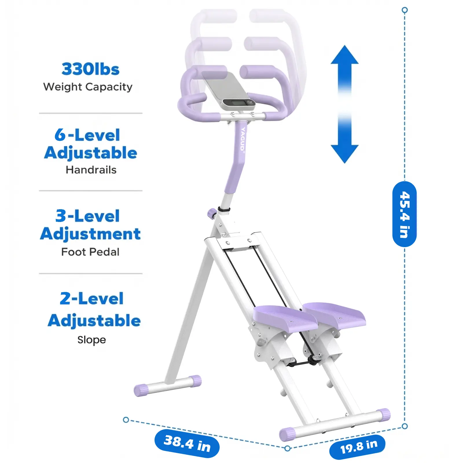 SUMMERSALE Stair Stepper w/ Handlebar, Extended Step Range Climber Machine for Legs & Core Workouts, Home Workout Equipment