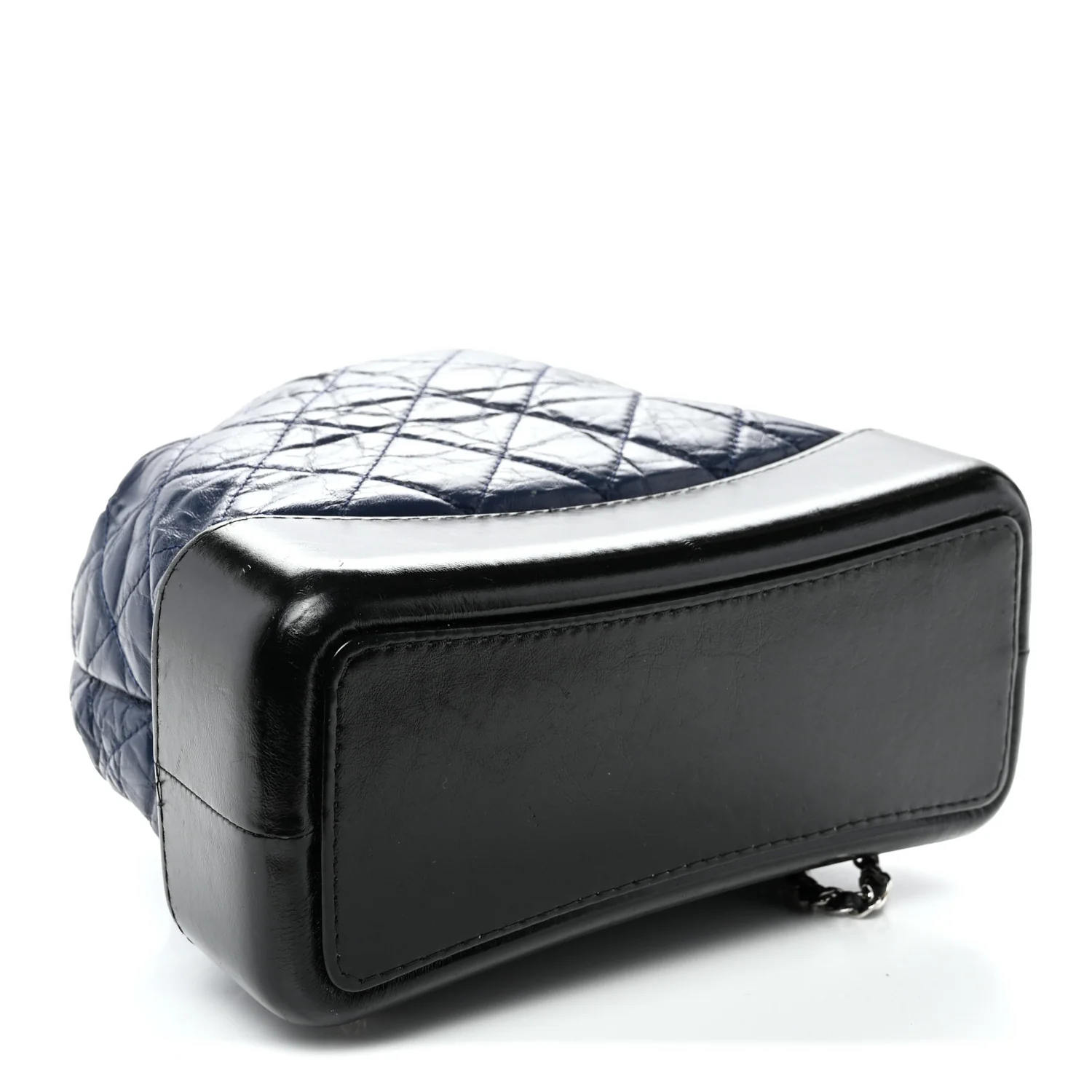 Aged Calfskin Quilted Gabrielle Backpack Navy Black - Top Club