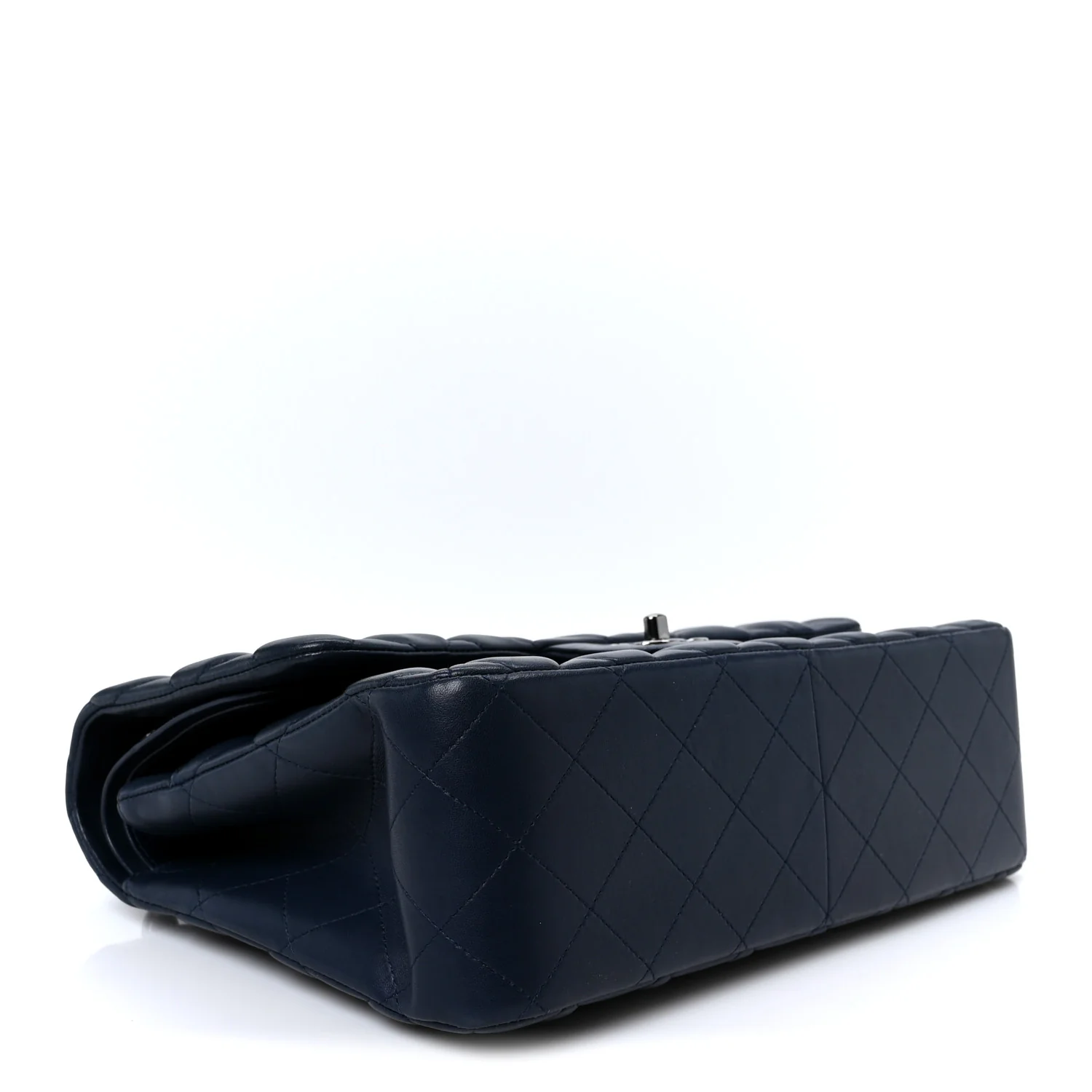 Lambskin Quilted Jumbo Double Flap Navy - Top Club