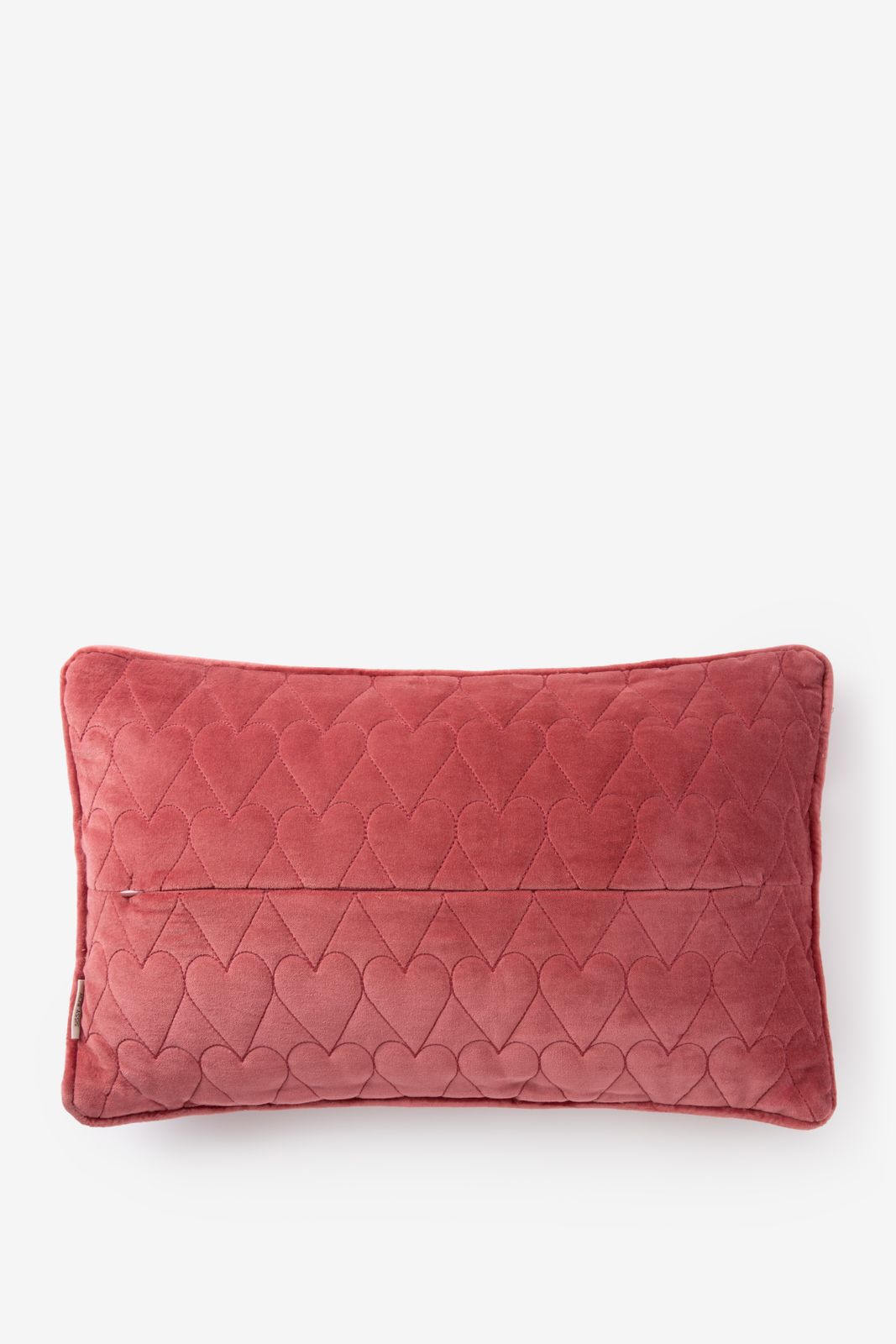 Donkerroze quilted kussen met hartjes