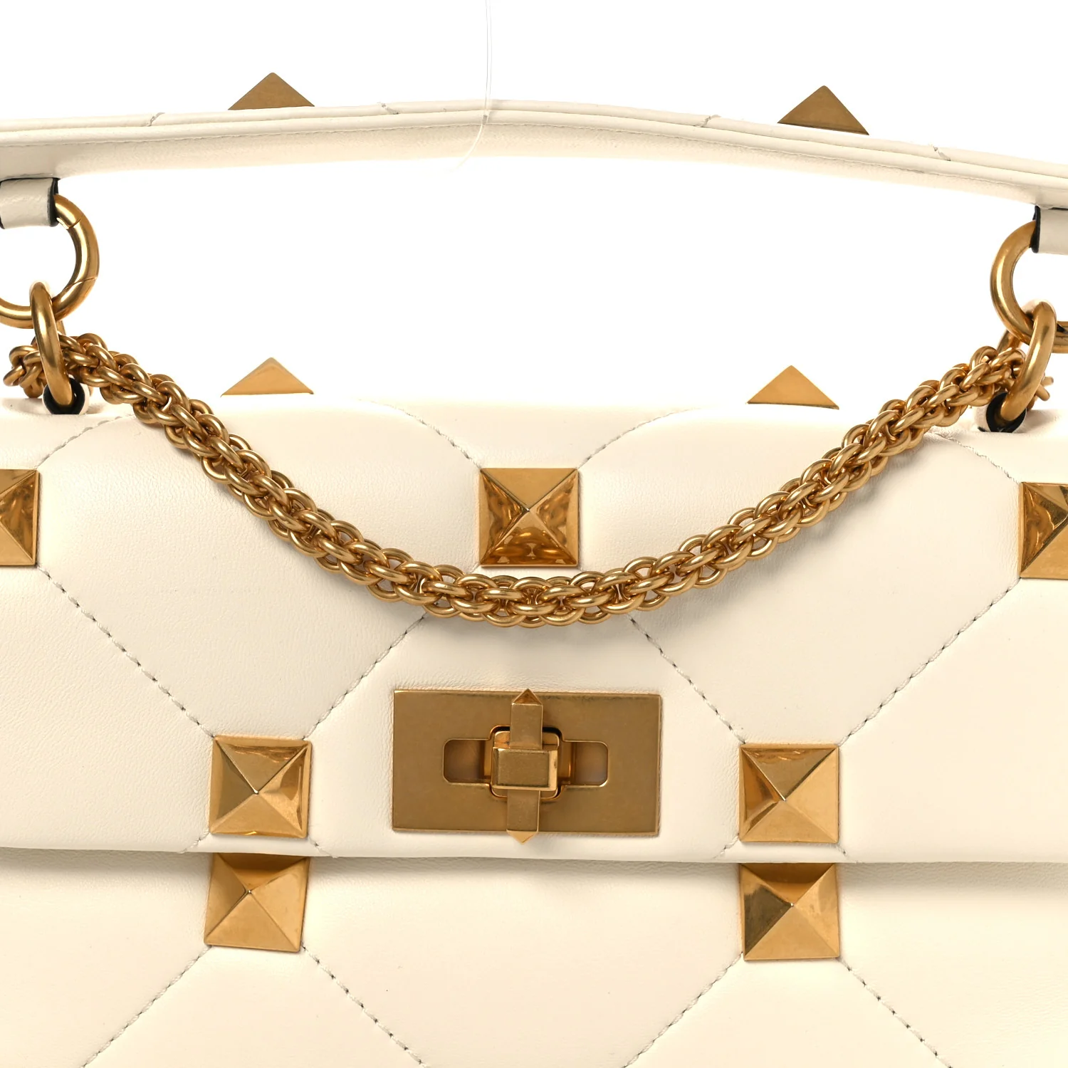 Nappa Medium Roman Stud Shoulder Bag Ivory - Top Club