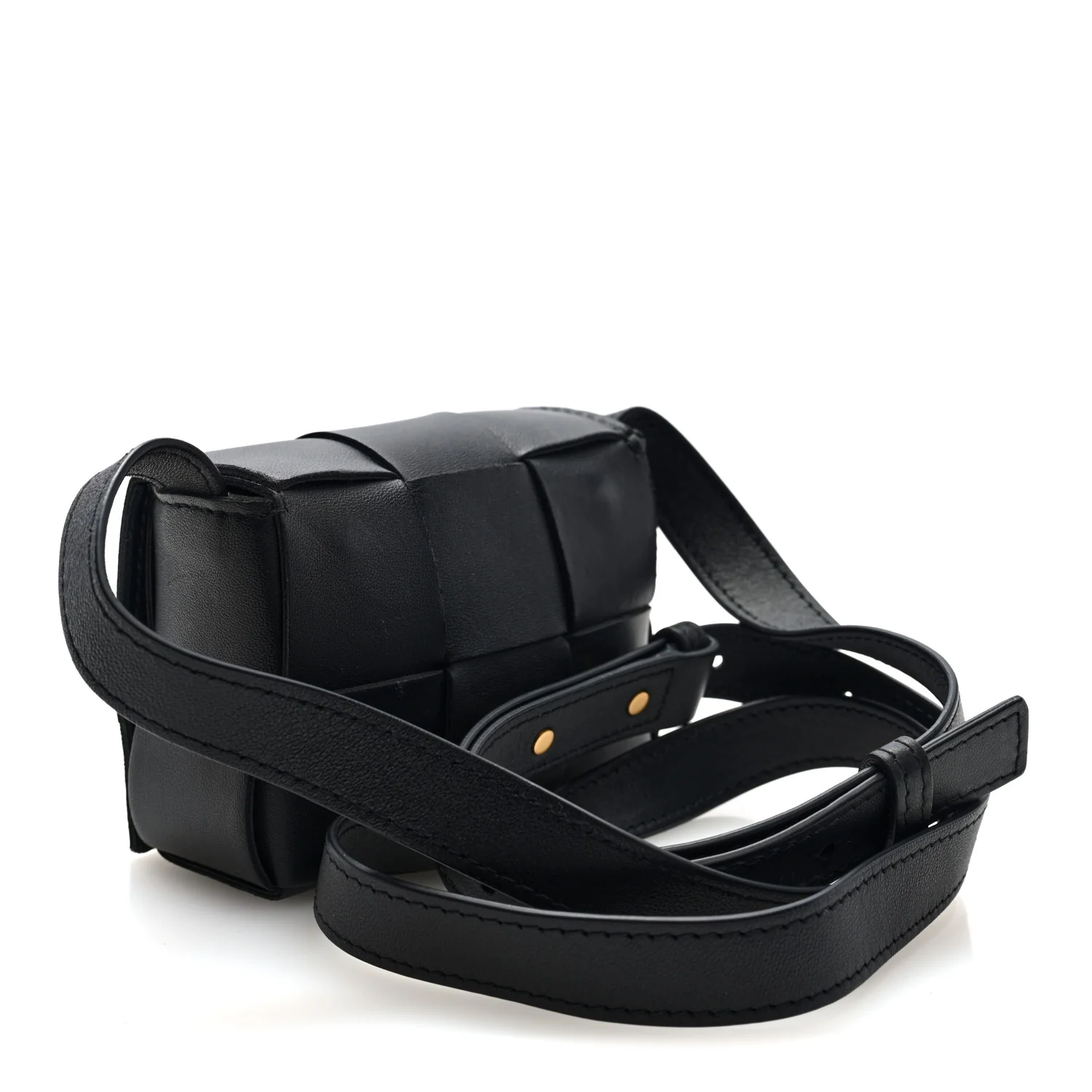 Lambskin Maxi Intrecciato Extra Mini Cassette Crossbody Bag Black - Top Club