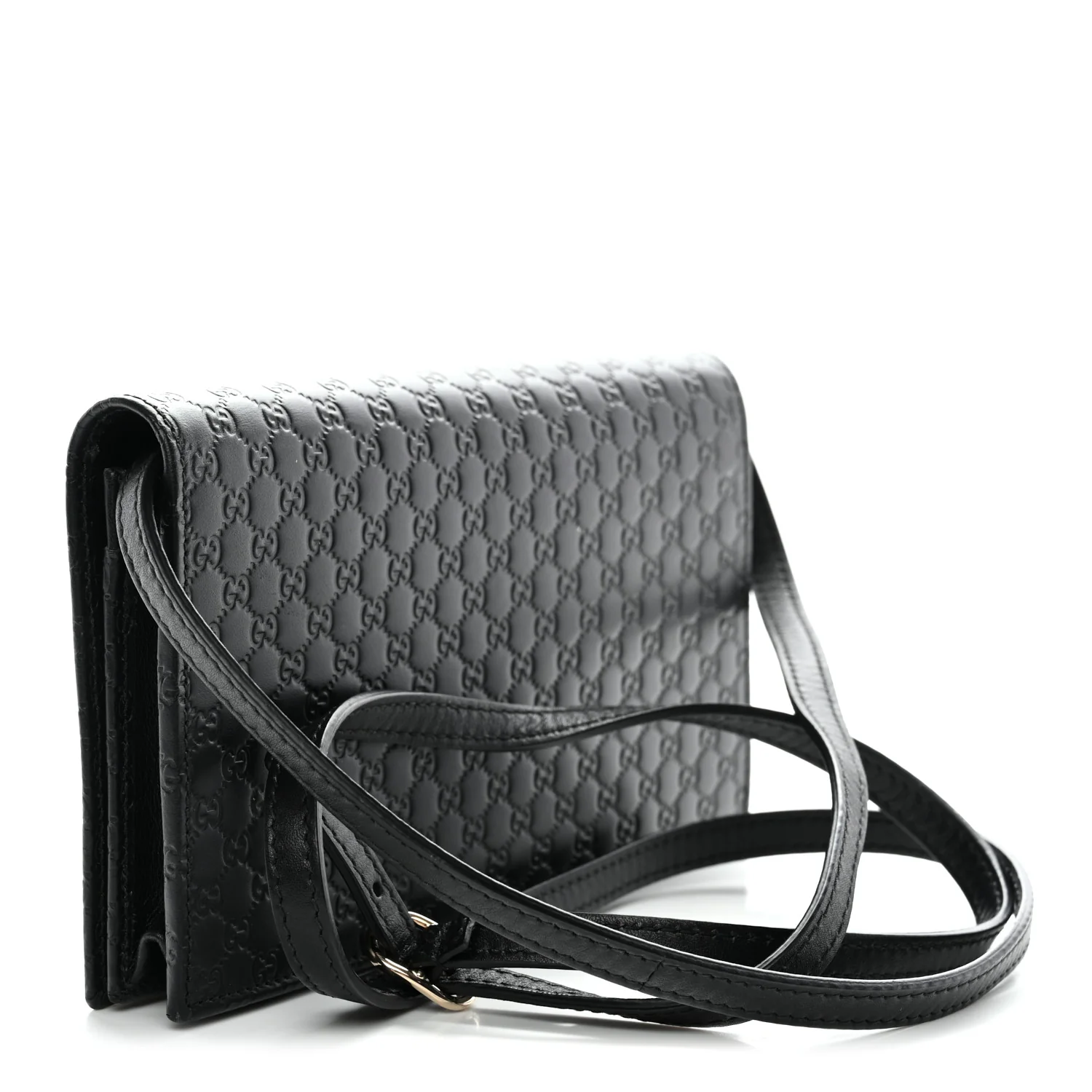 Soft Microguccissima Crossbody Wallet Black - Top Club