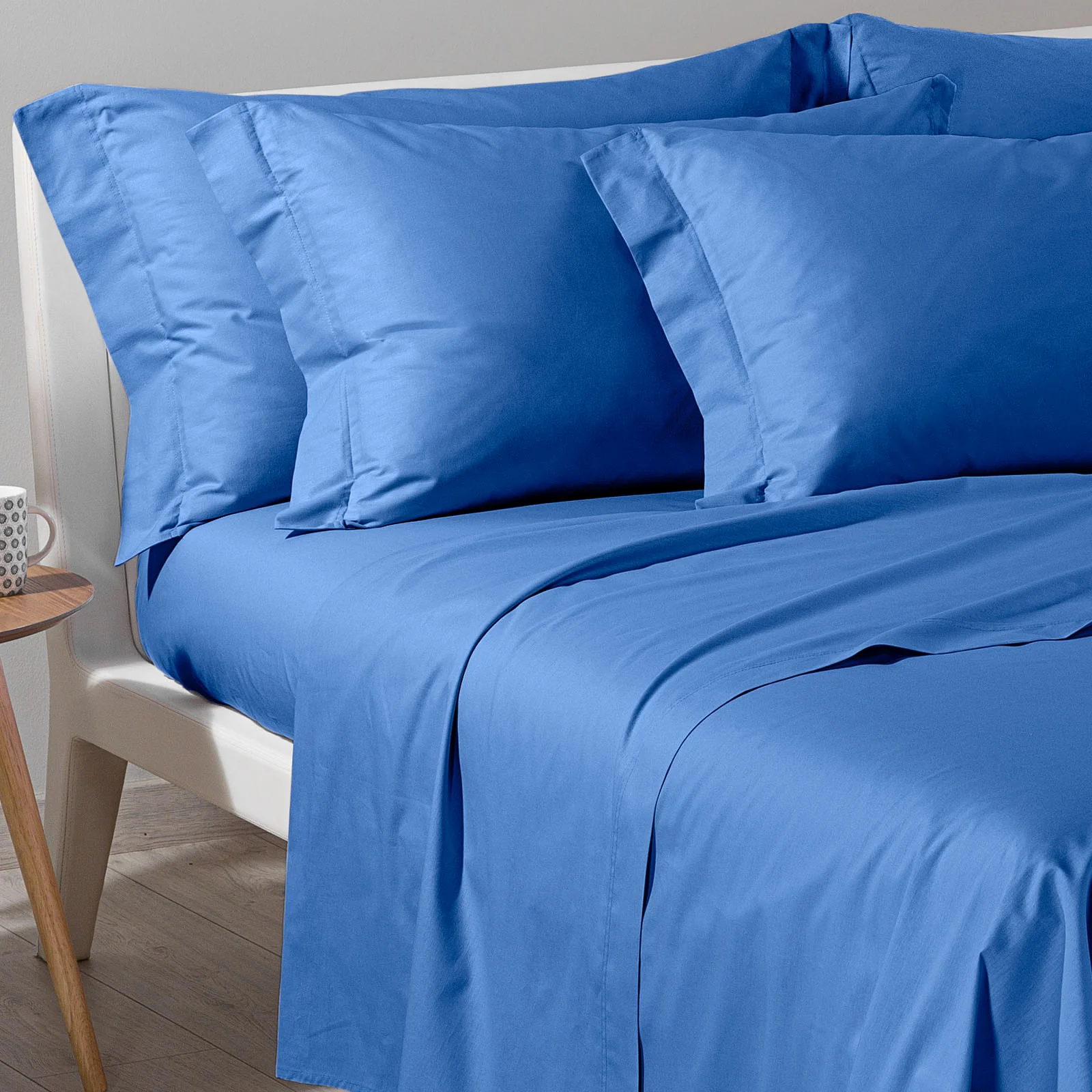 Completo Lenzuola In Cotone Cotone Tinta Unita Singolo Oceano Caleffi