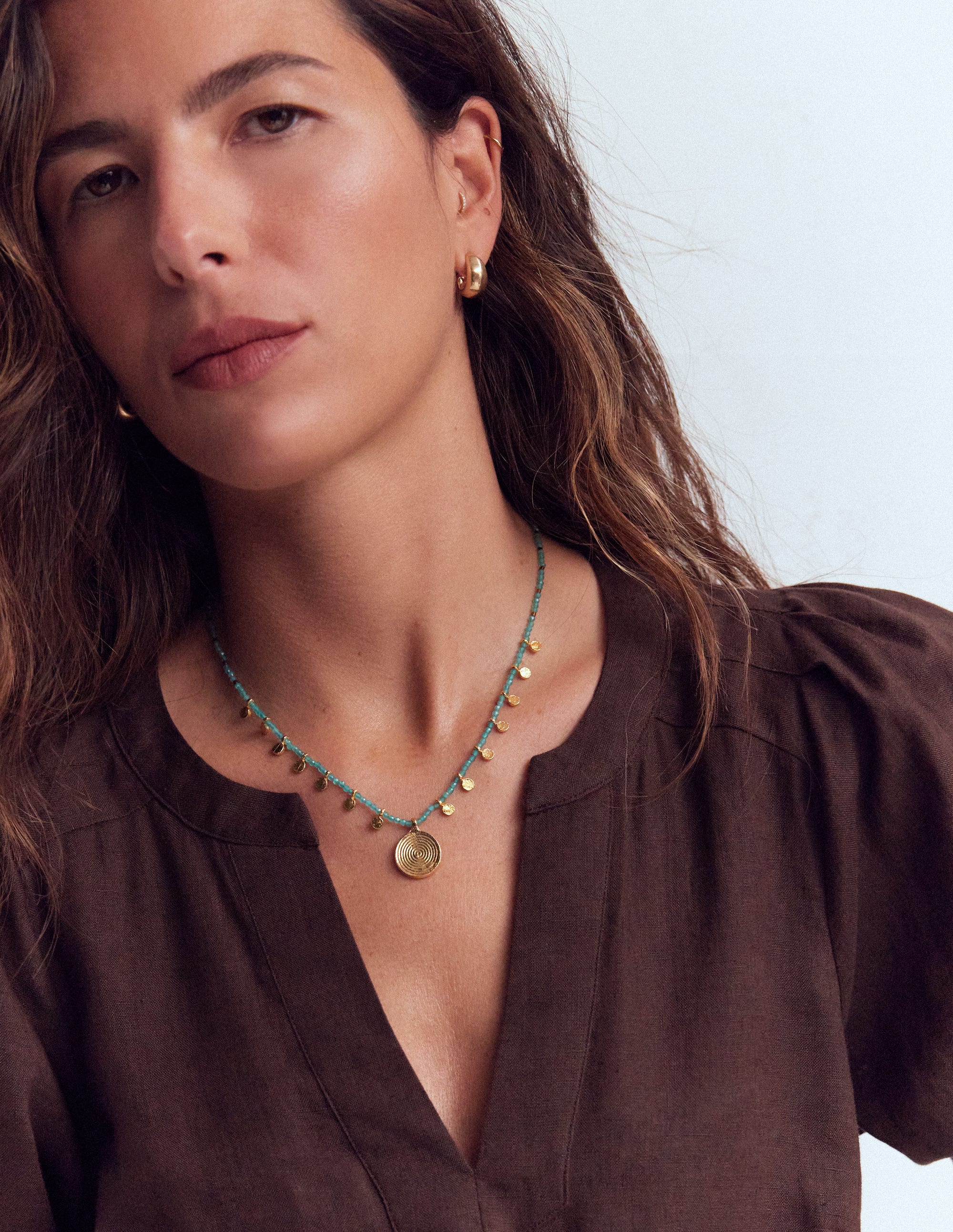 Kurze Perlenkette-Blau