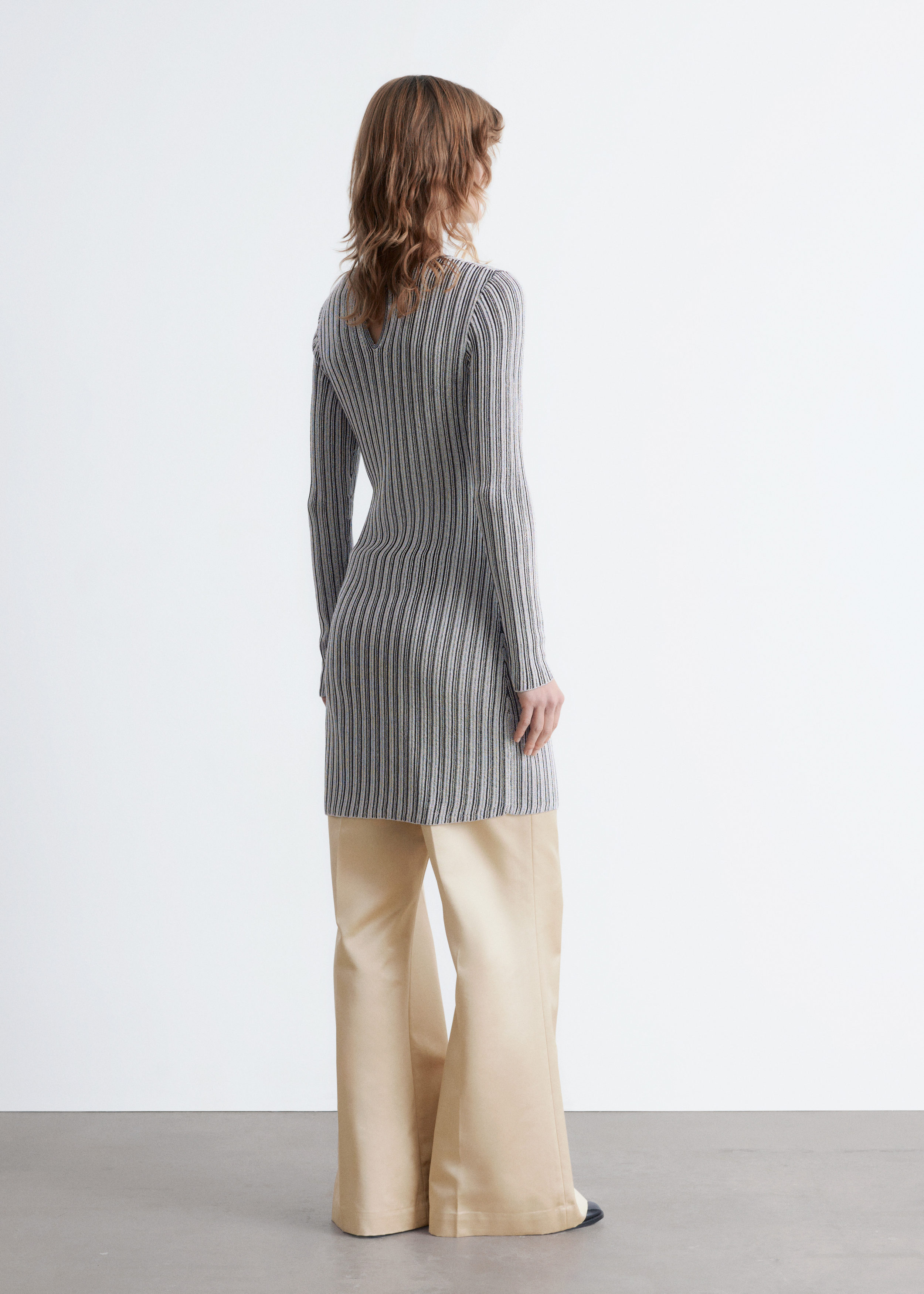 & Other Stories LONG-SLEEVE RIB-KNIT MINI DRESS