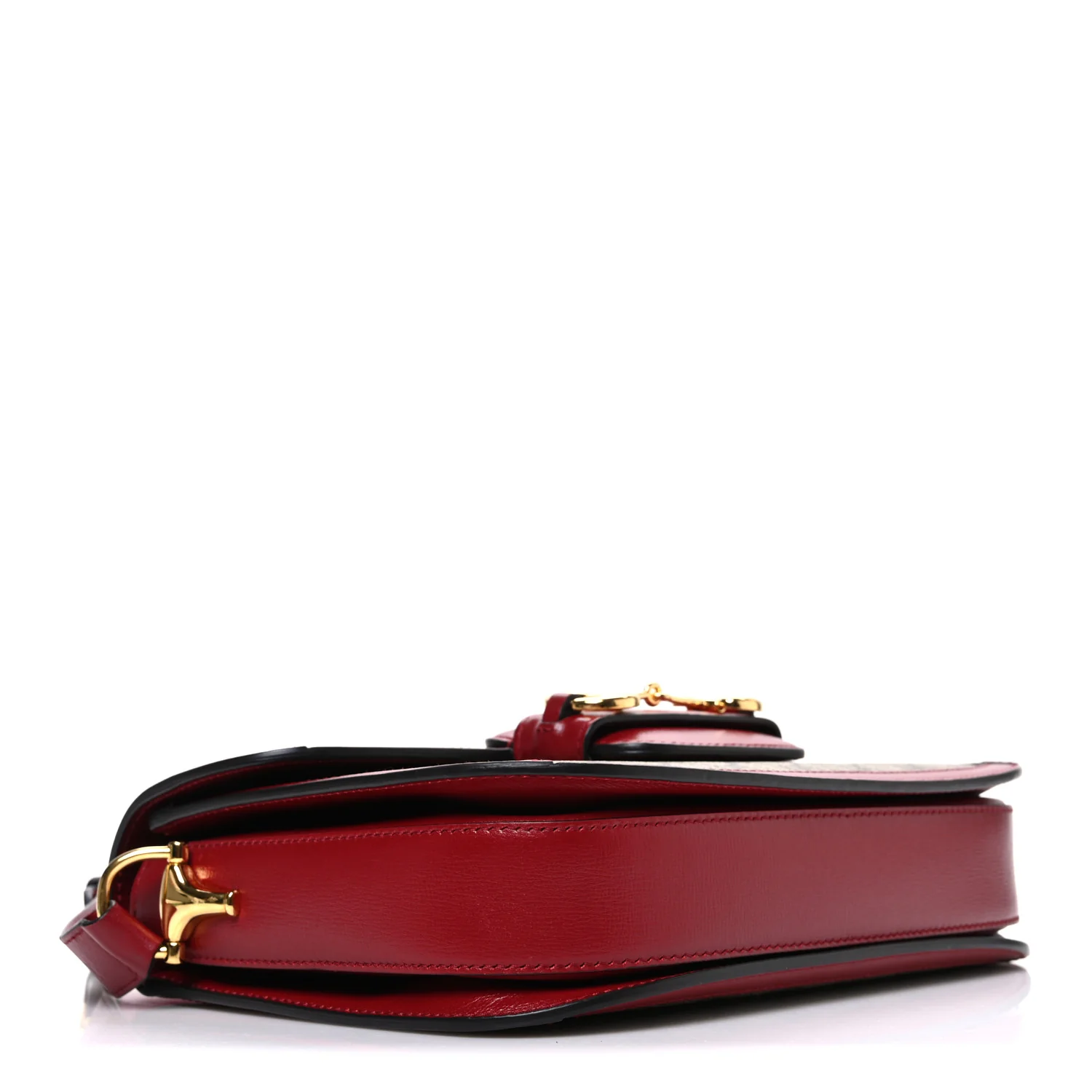 GG Supreme Monogram Azalea Calfskin Horsebit 1955 Shoulder Bag Beige Ebony New Cherry Red - Top Club