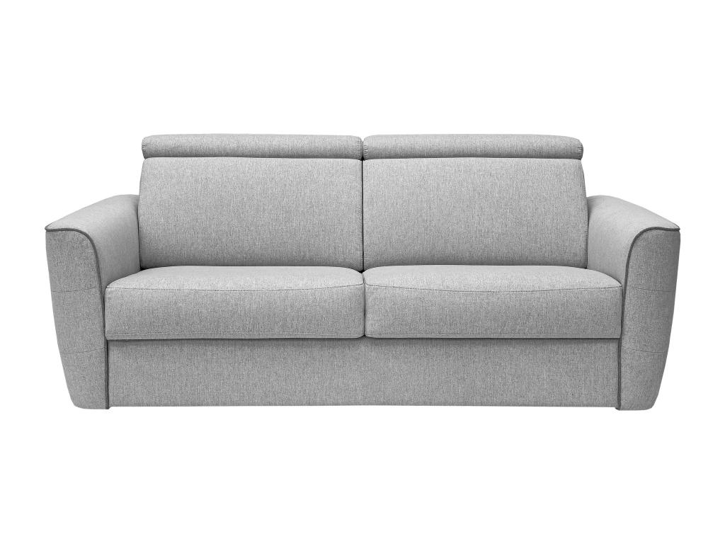 Sofá cama de 3 plazas en tela gris claro - cama de 140 cm - colchón de 18 cm