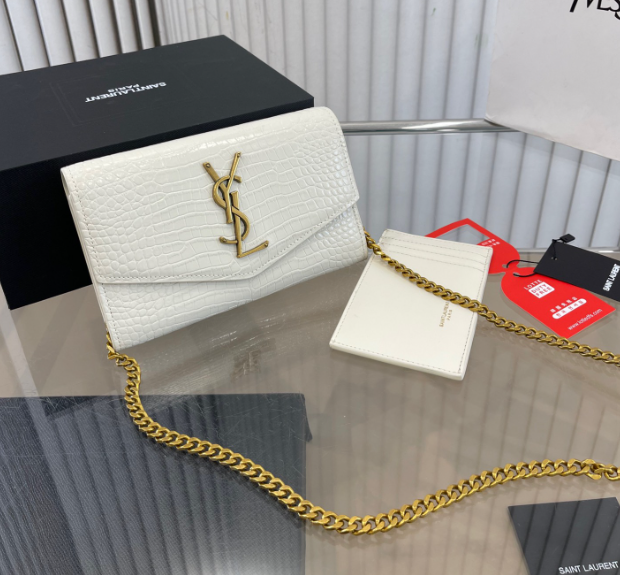 Y Uptown Leather Clutch  White - Top Club