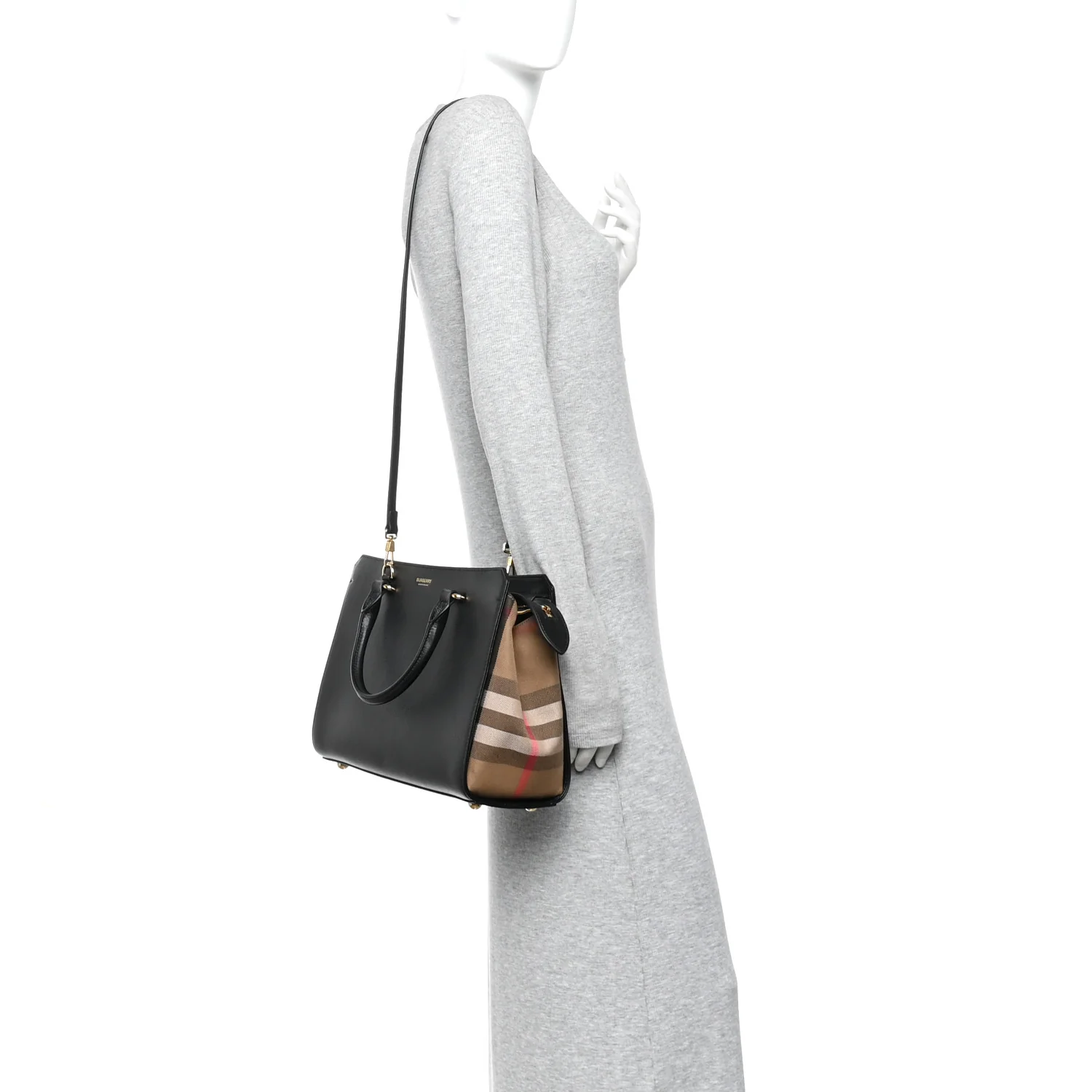 Calfskin Mega Check Small Banwell Tote Black