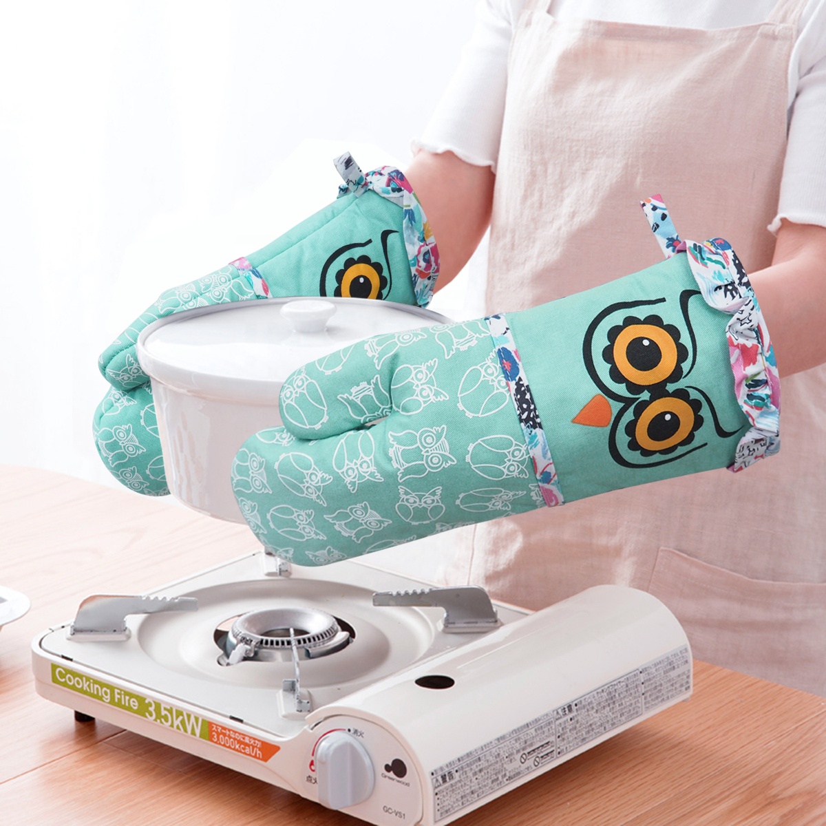 Kitchen Cotton Silicone Oven Mitts