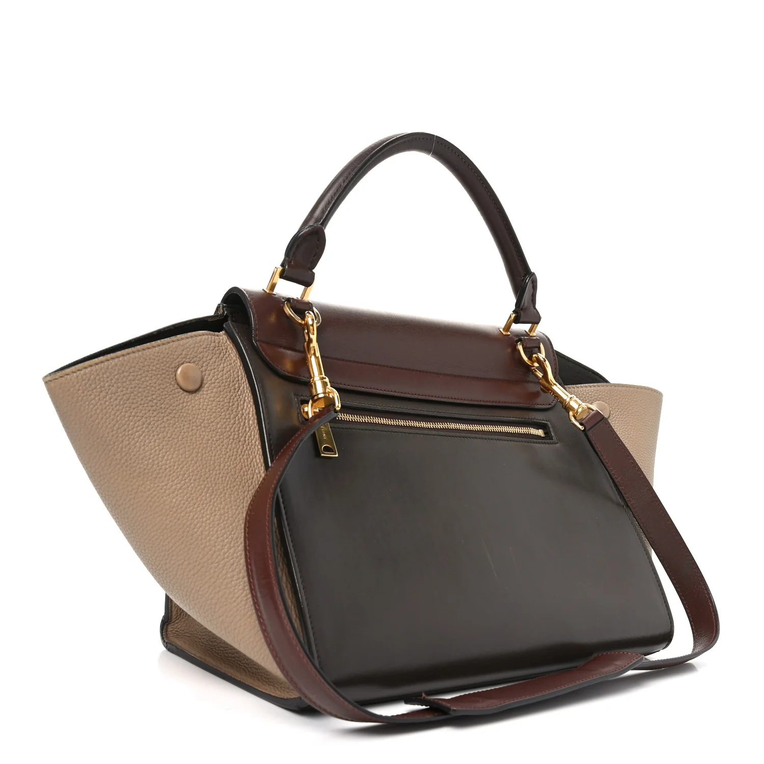 Sleek Calfskin Tri-color Small Trapeze Wine - Top Club